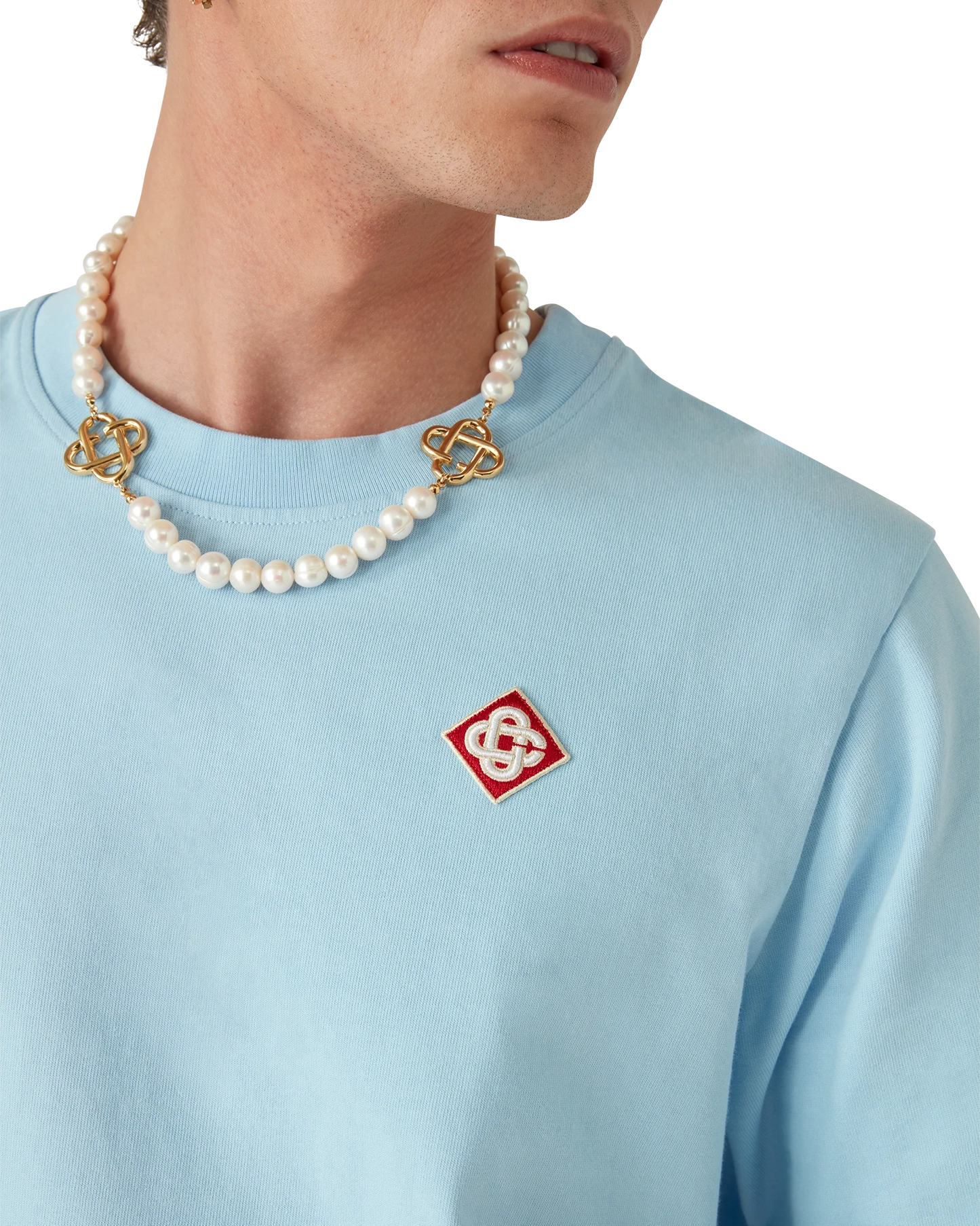 Hellblaues T-Shirt mit Diamant-Logo und kurzen Ärmeln