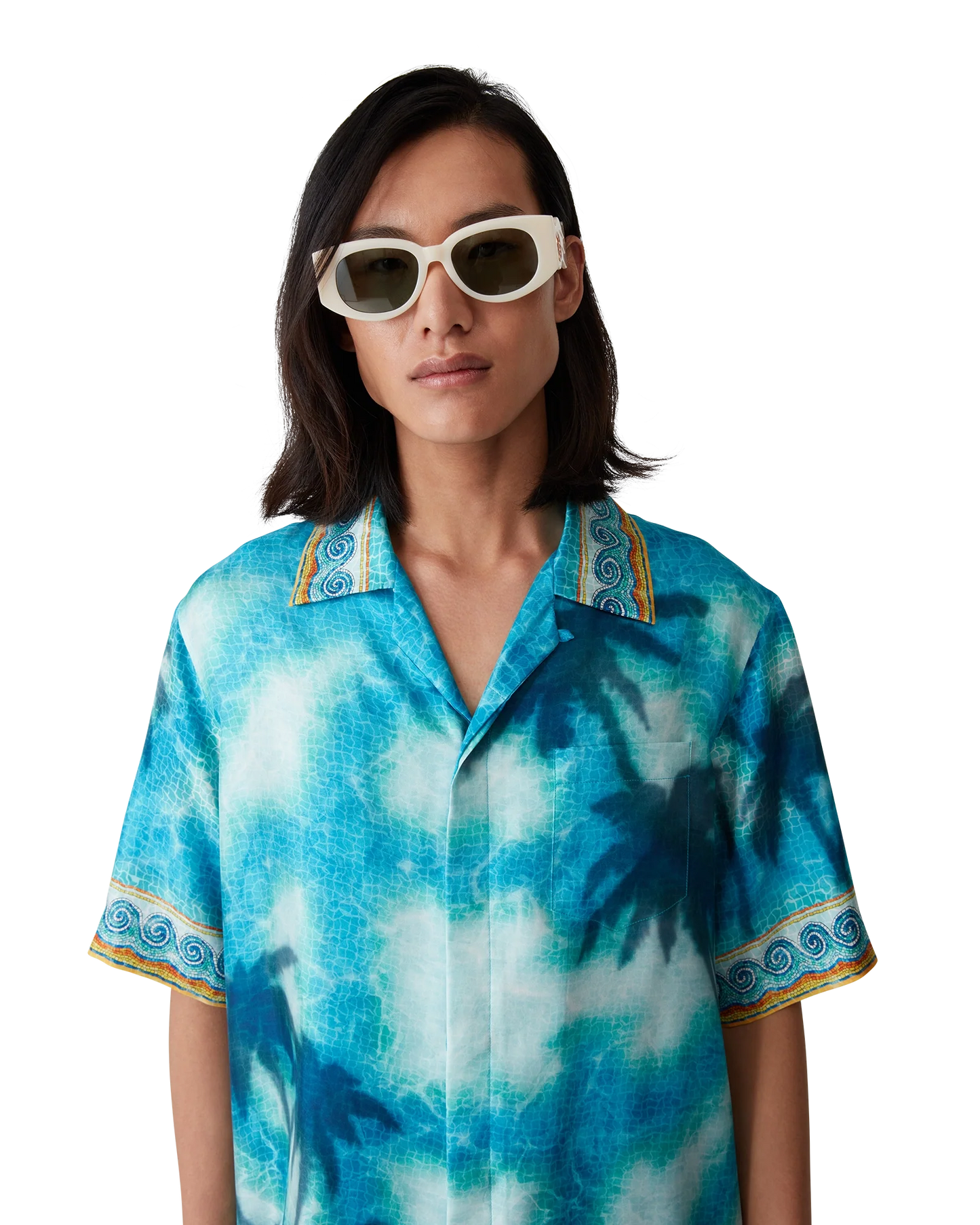 Poolside Emblem Short Sleeve Silk Shirt