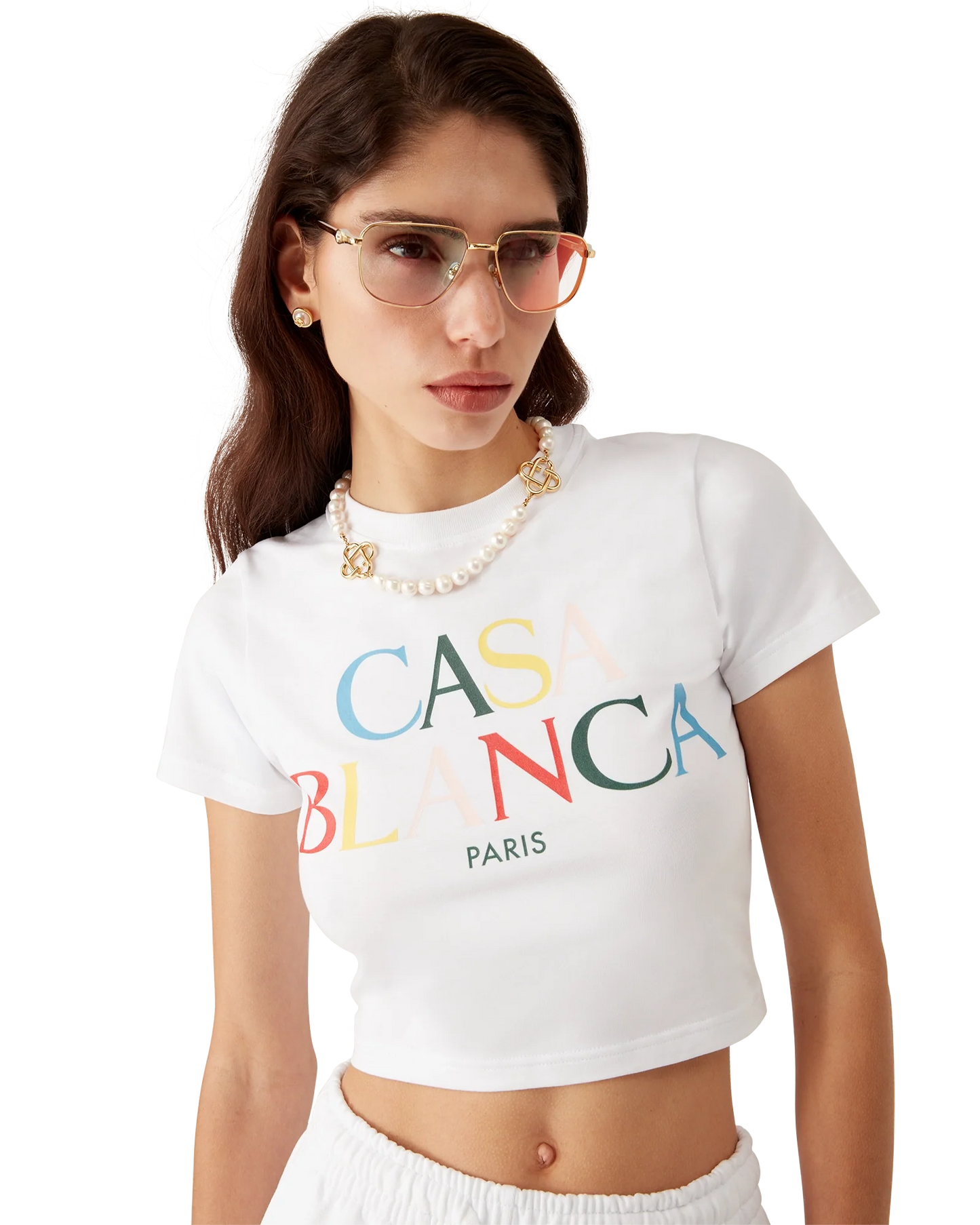T-Shirt mit gestapeltem Logo und kurzen Ärmeln