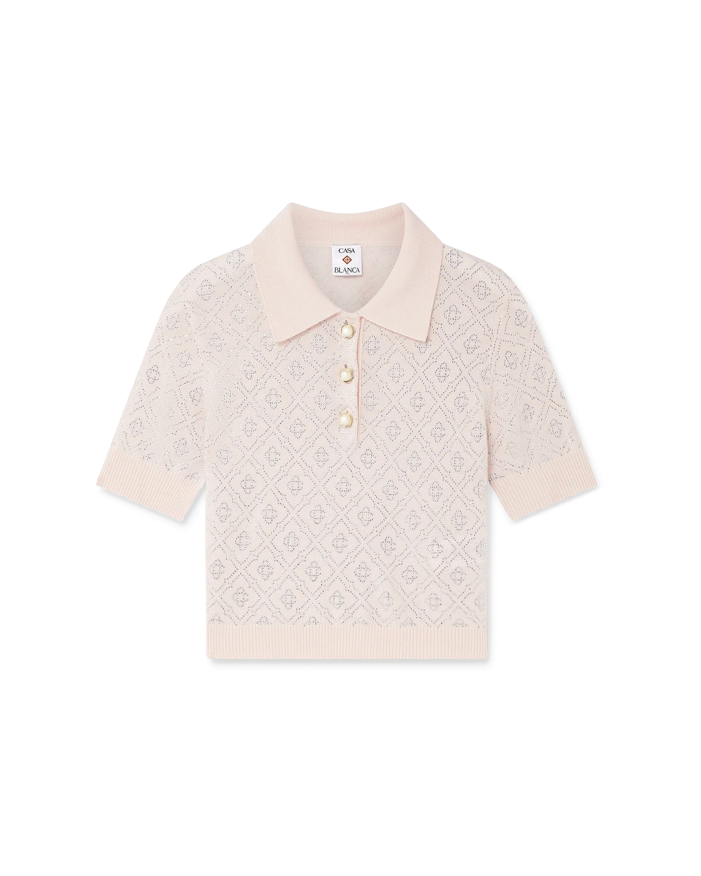 Crystal Monogram Knit Polo Shirt
