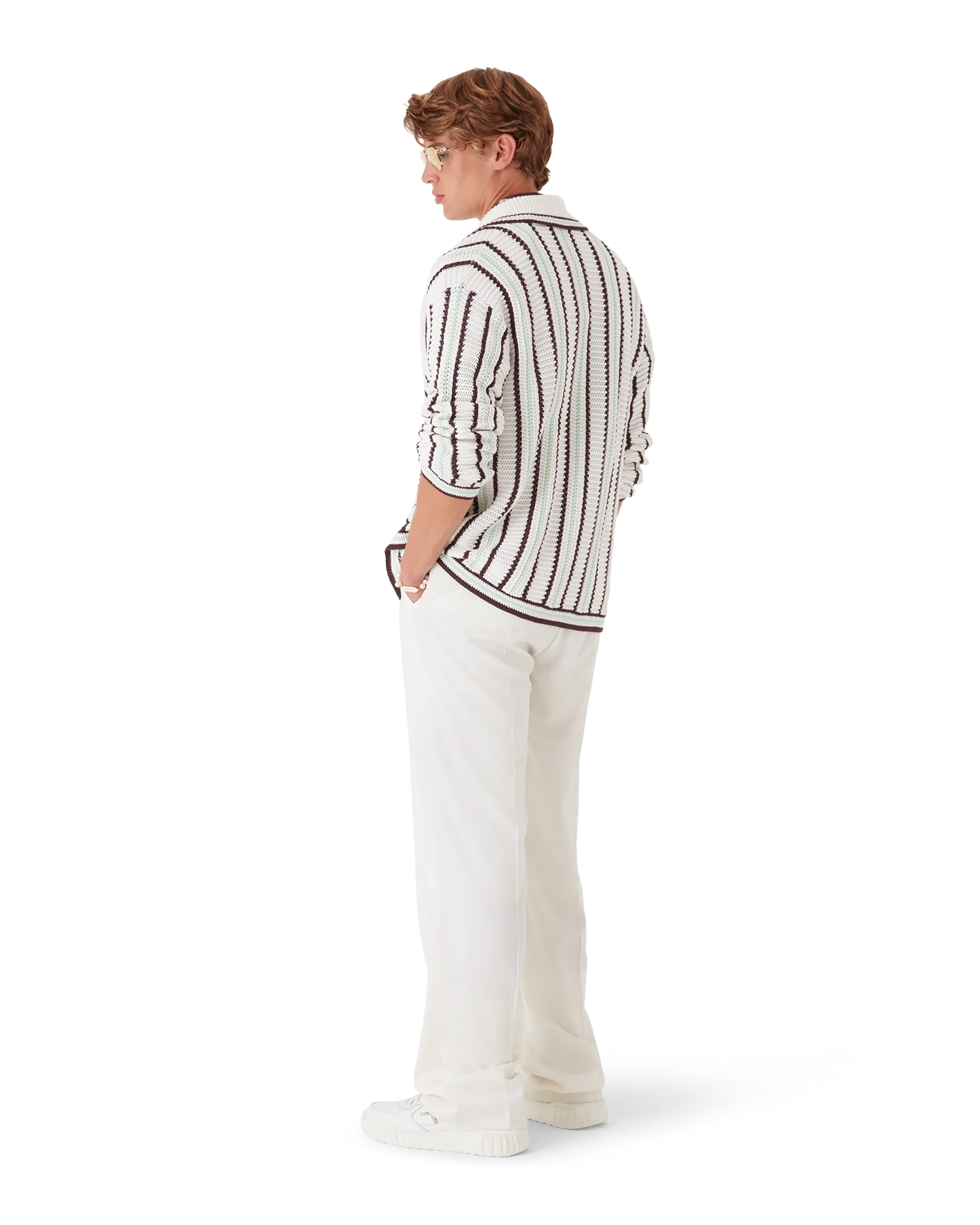 Striped Cotton Crochet Shirt