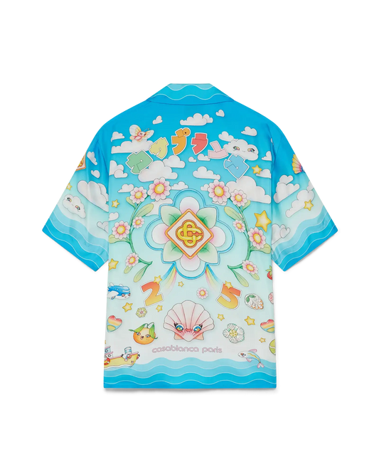 Kawaii Motif Short Sleeve Silk Twill  Shirt