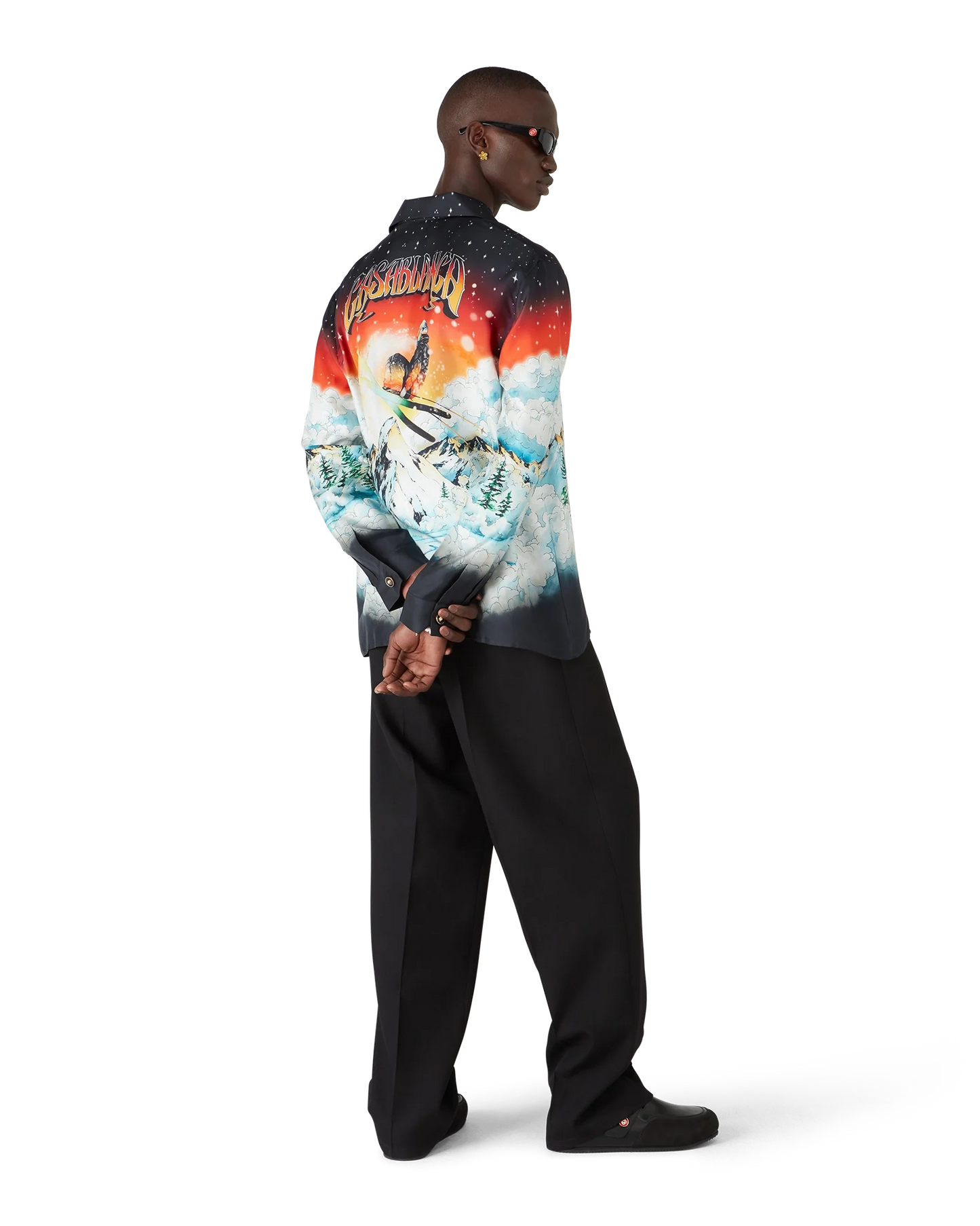 Ski Lake  Long Sleeve Silk Twill Shirt