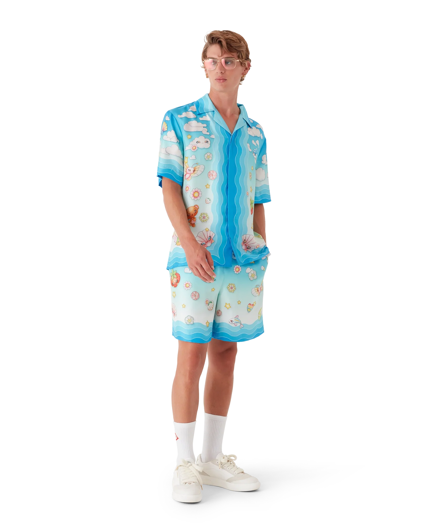 Kawaii Motif Silk Twill Shorts