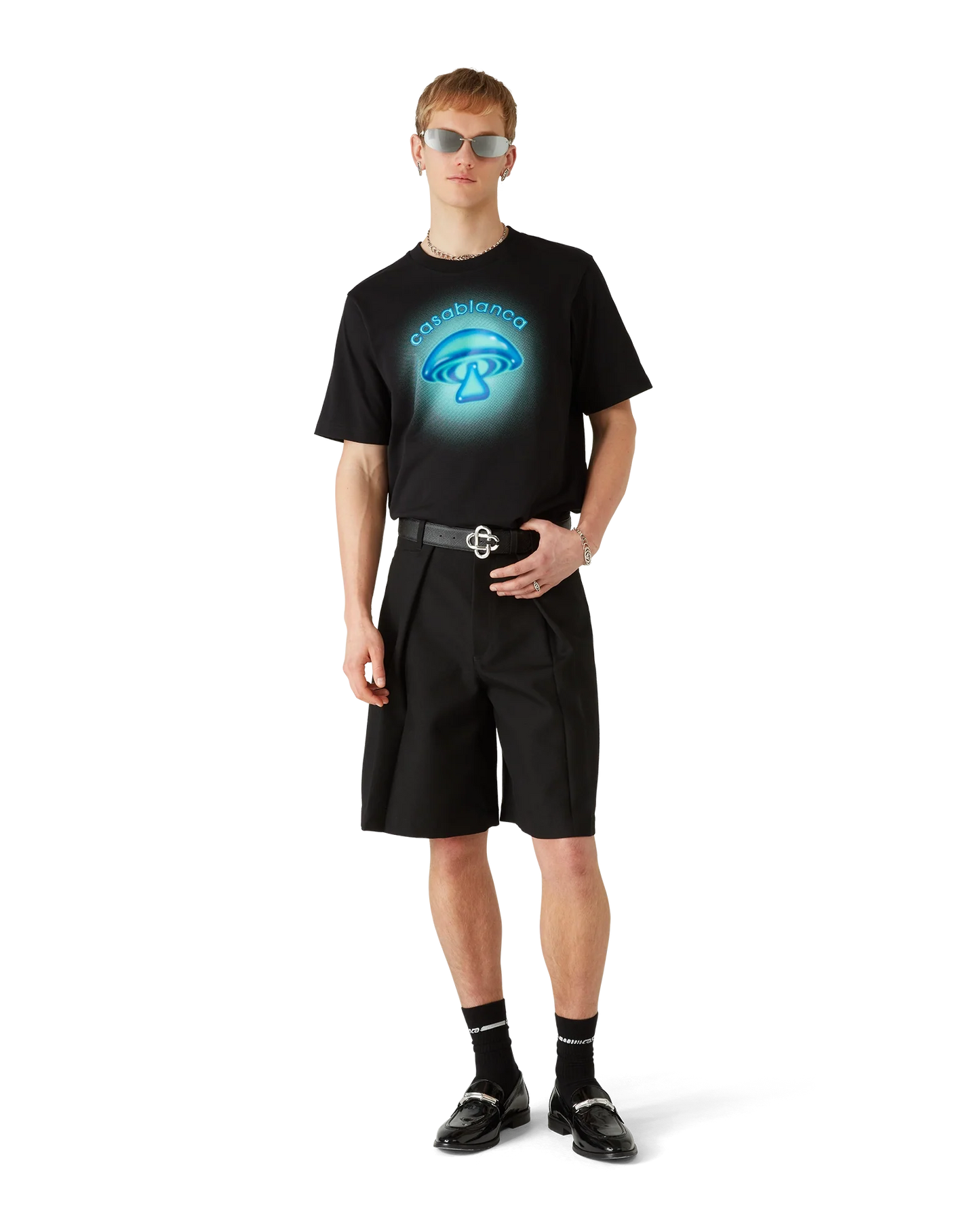 Airbrush-Pilz-Logo Kurzarm-T-Shirt