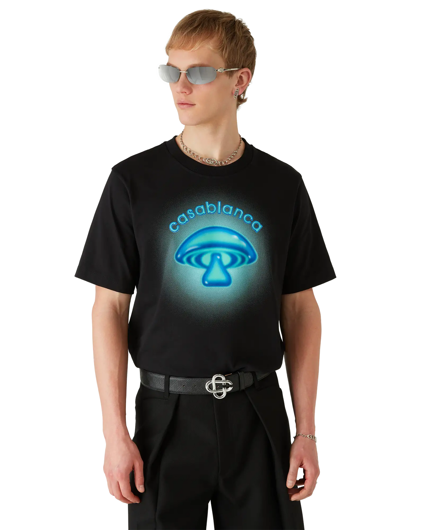 Airbrush-Pilz-Logo Kurzarm-T-Shirt