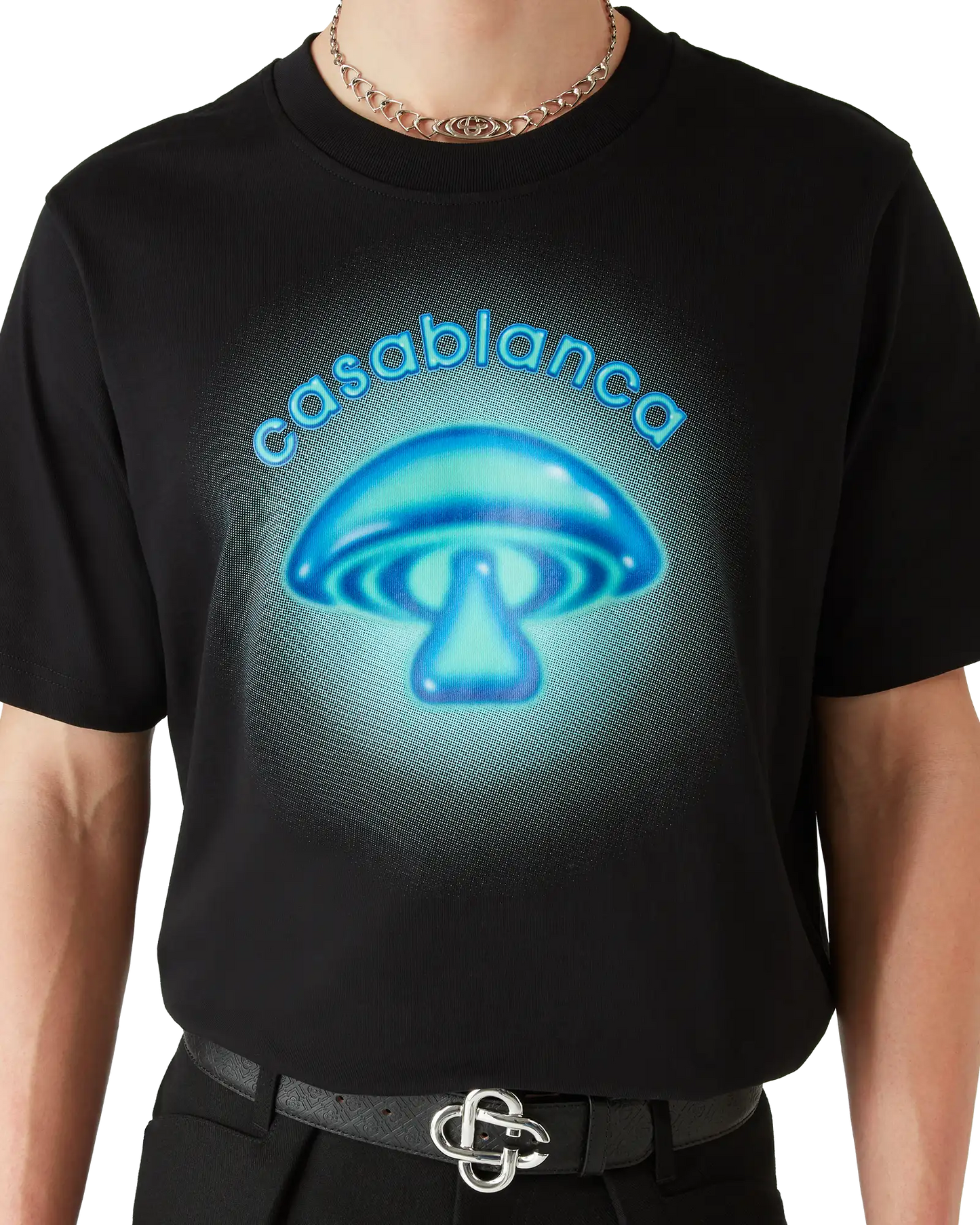 Airbrush-Pilz-Logo Kurzarm-T-Shirt