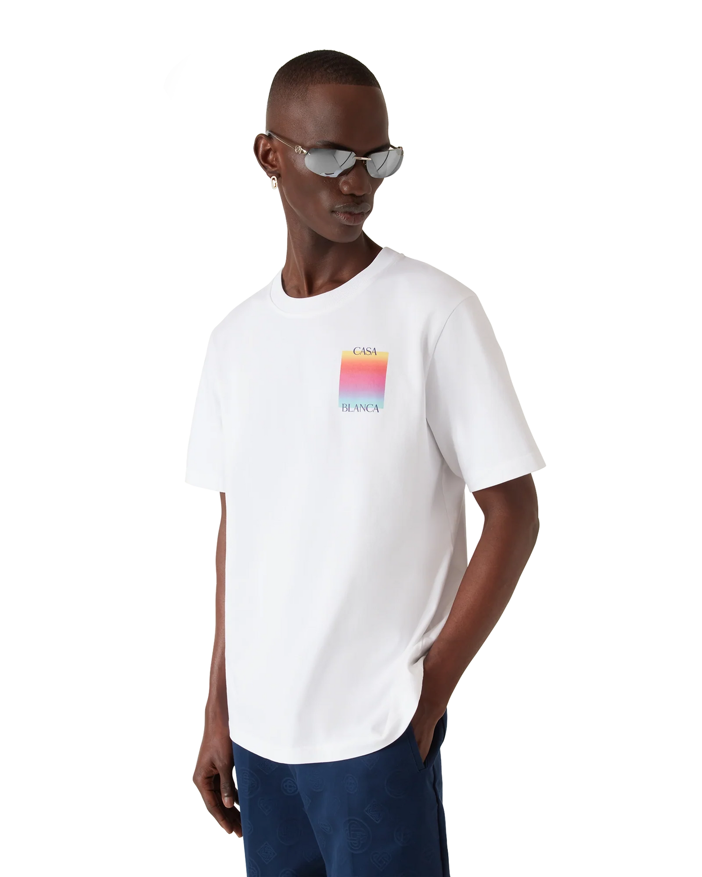 T-Shirt mit quadratischem Farbverlauf-Logo, Kurzarm