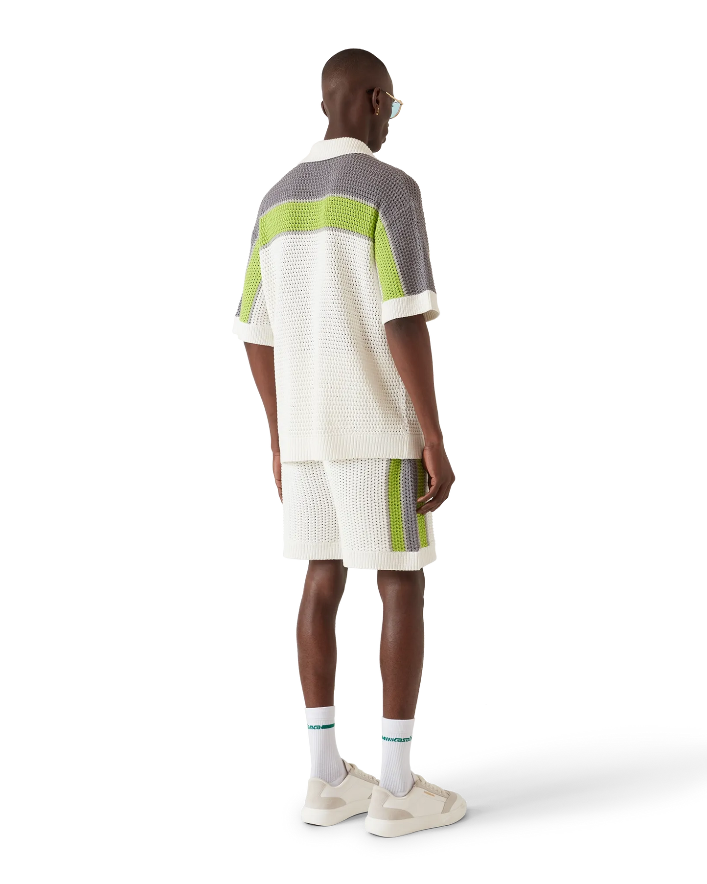 Stripe Crochet Short Sleeve Shirt