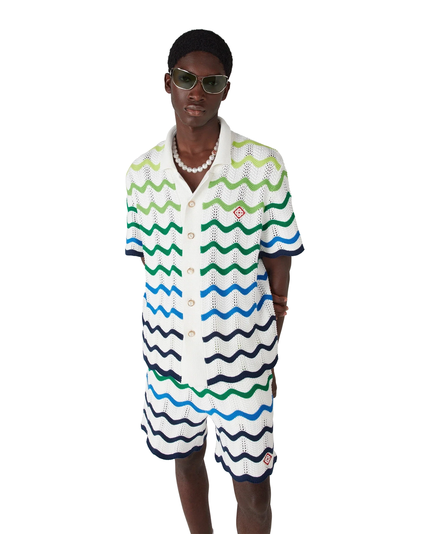 Wave Short Sleeve Knitted Shirt