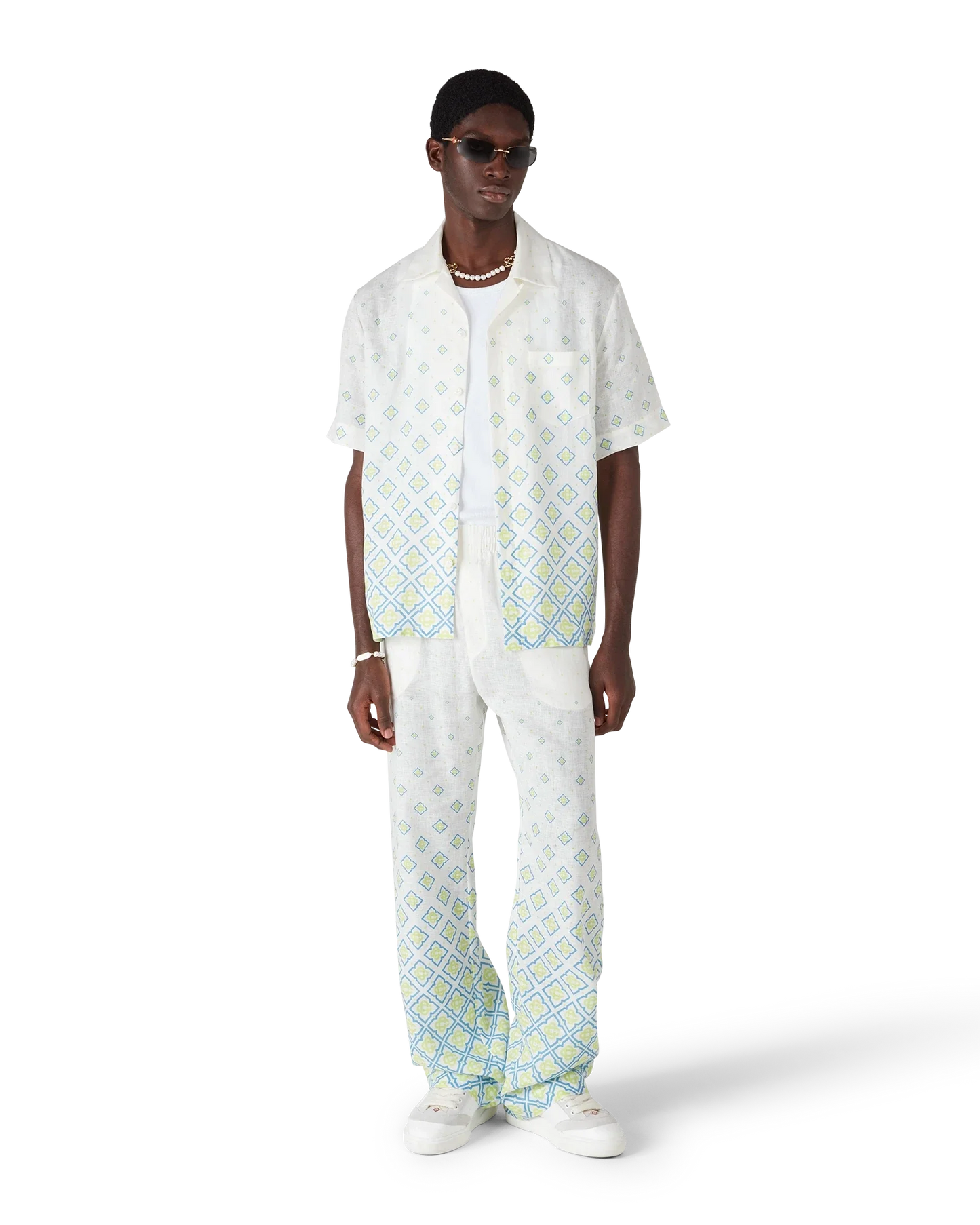 Degrade Monogram Short Sleeve Linen Shirt
