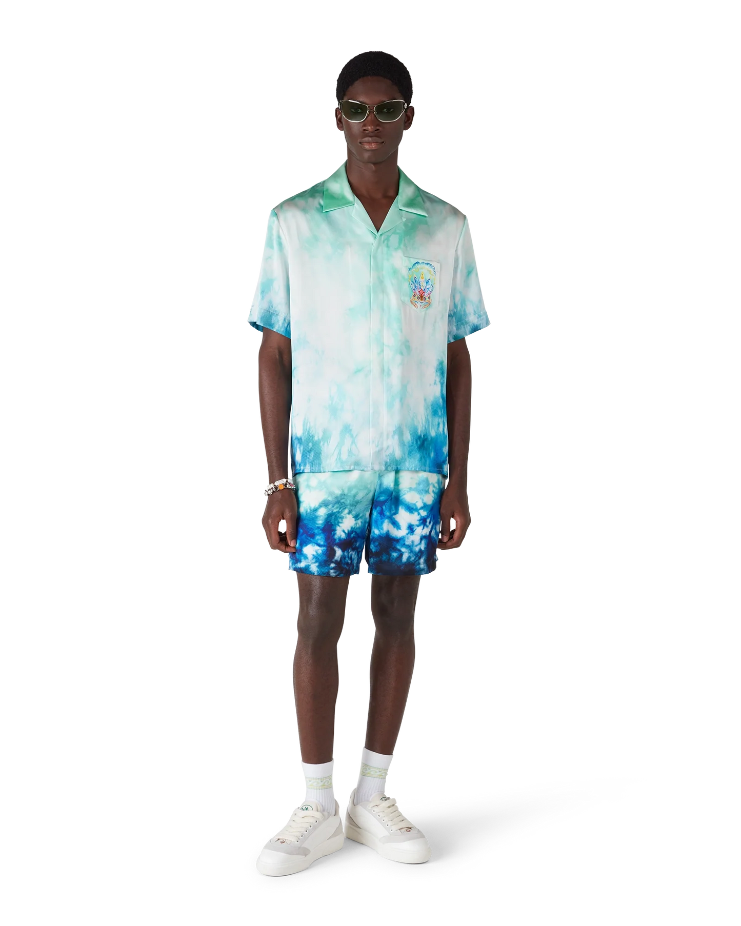 Surf Lotus Short Sleeve Silk Shirt