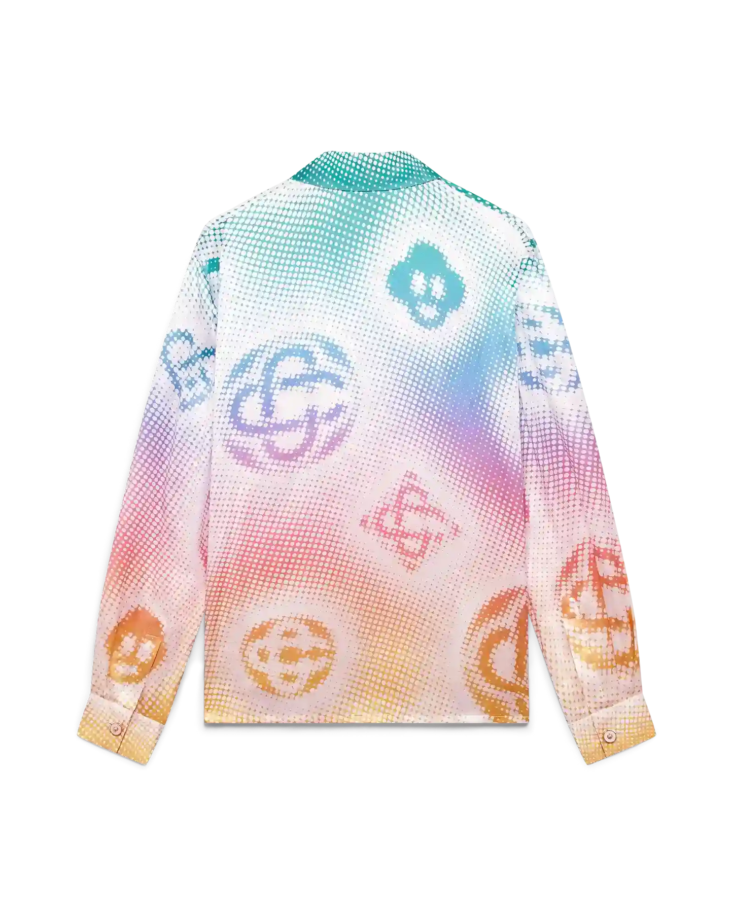 Halftone Logo Long Sleeve Silk Shirt