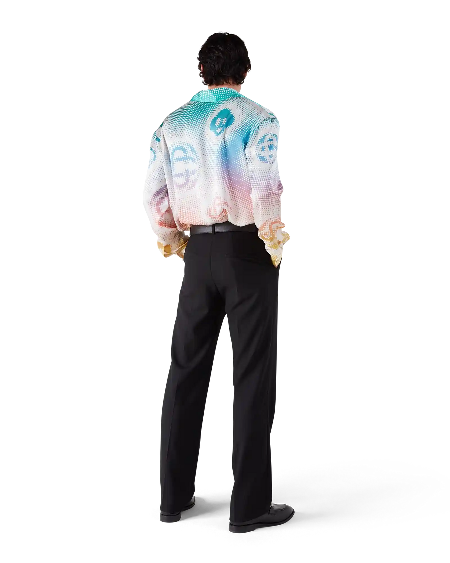 Halftone Logo Long Sleeve Silk Shirt