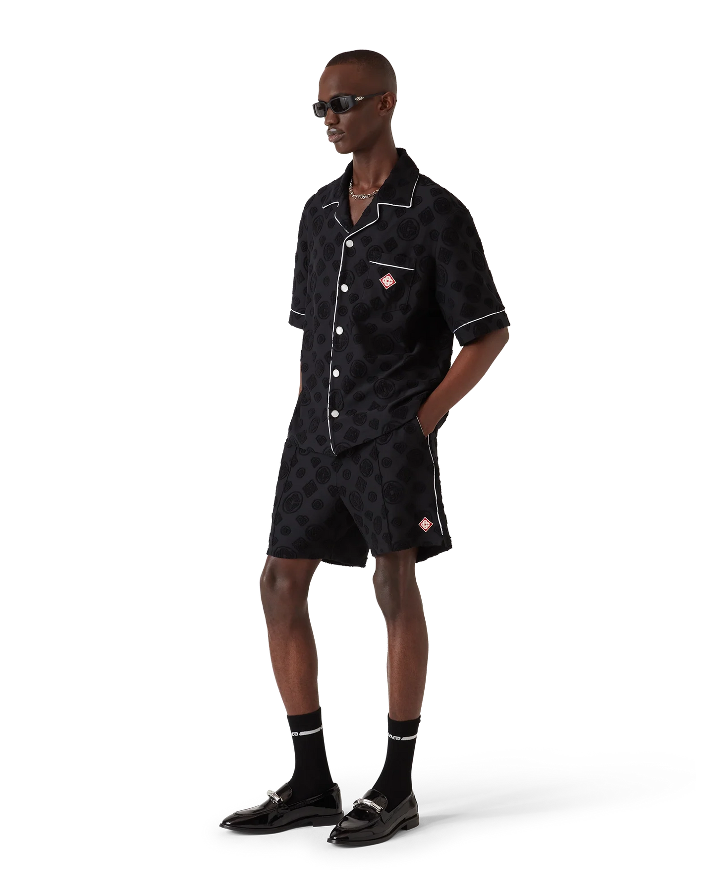 Towelling Monogram Short Sleeve Shirt