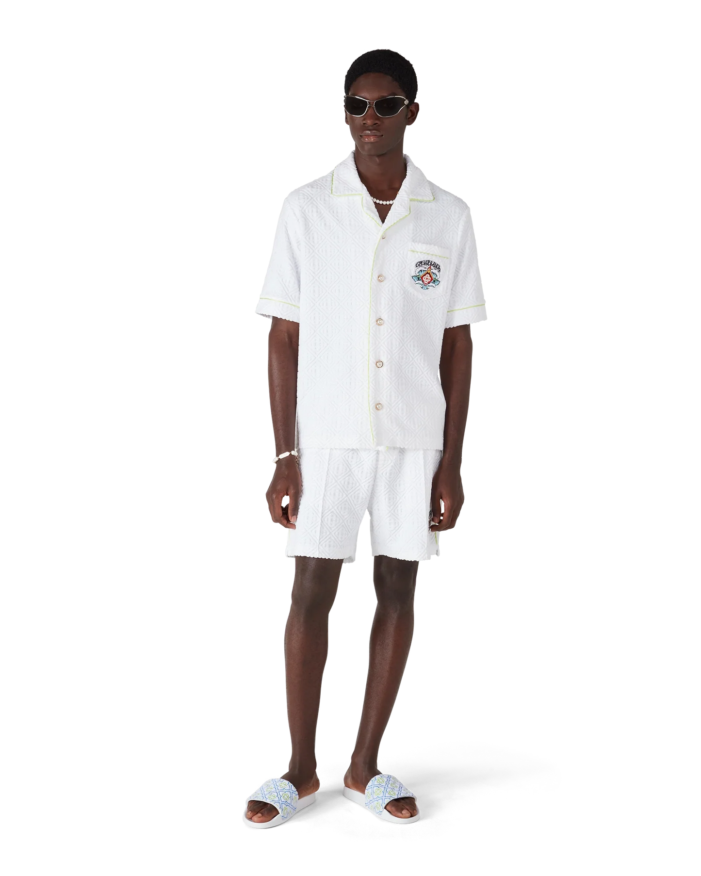 White Short Sleeve Towelling Shirt
