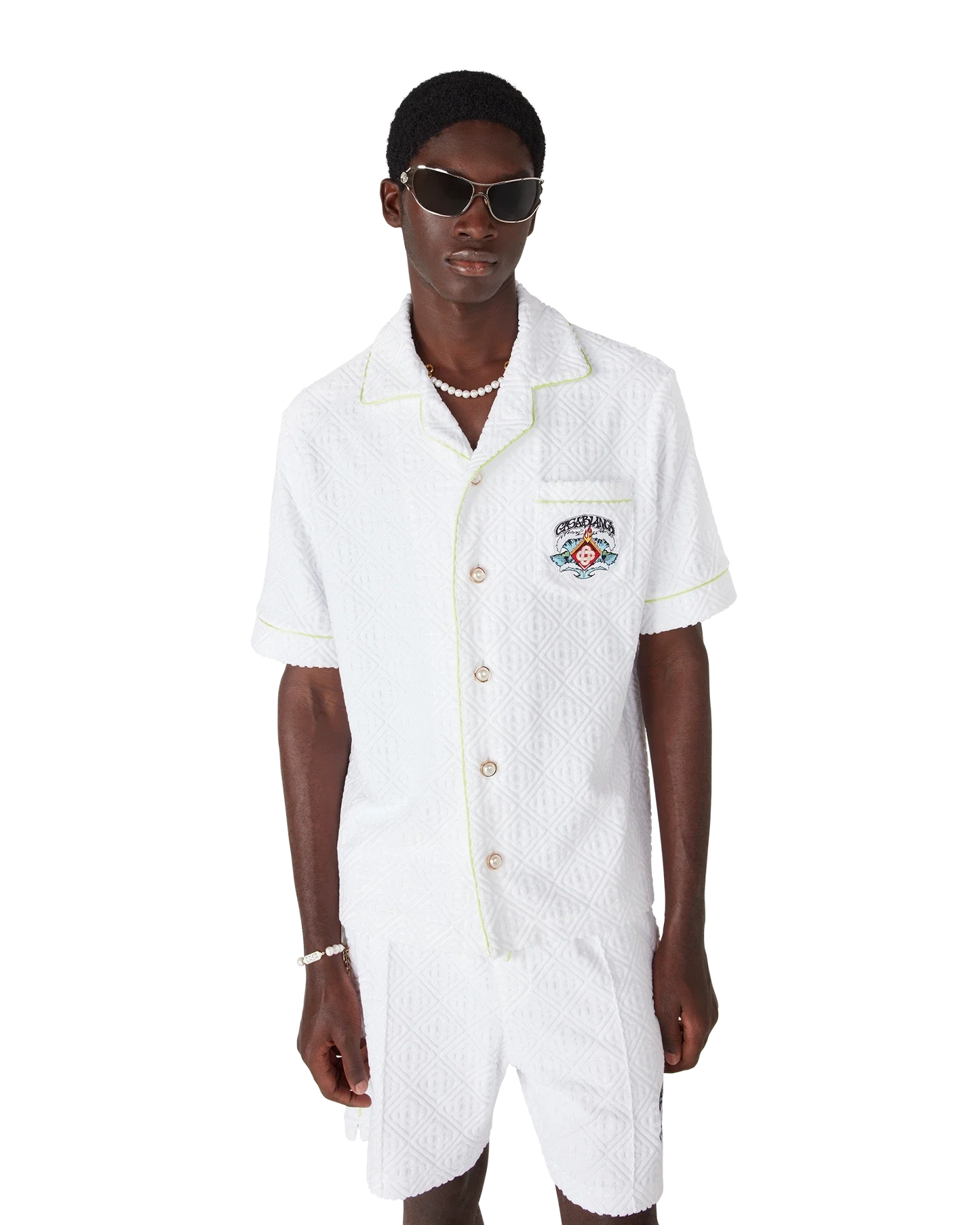 White Short Sleeve Towelling Shirt