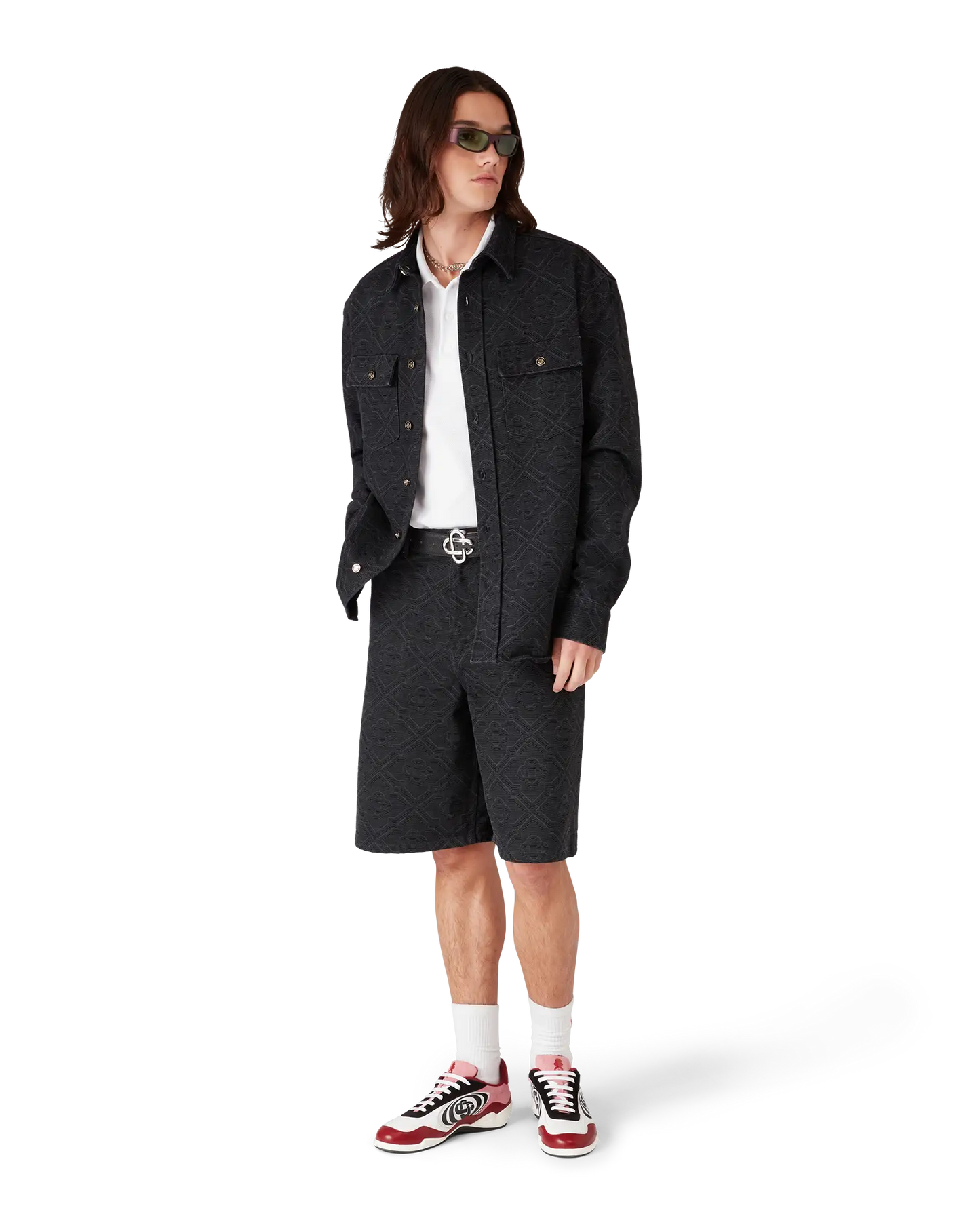 Black Laser Long Sleeve Denim Shirt