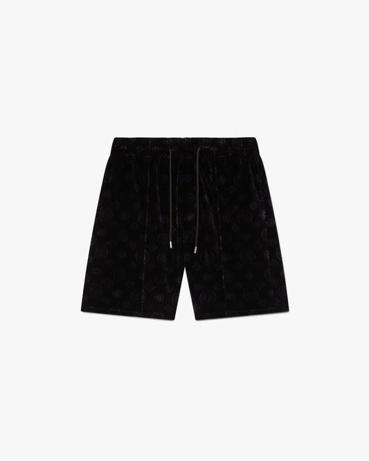 Purple Monogram Velour Shorts