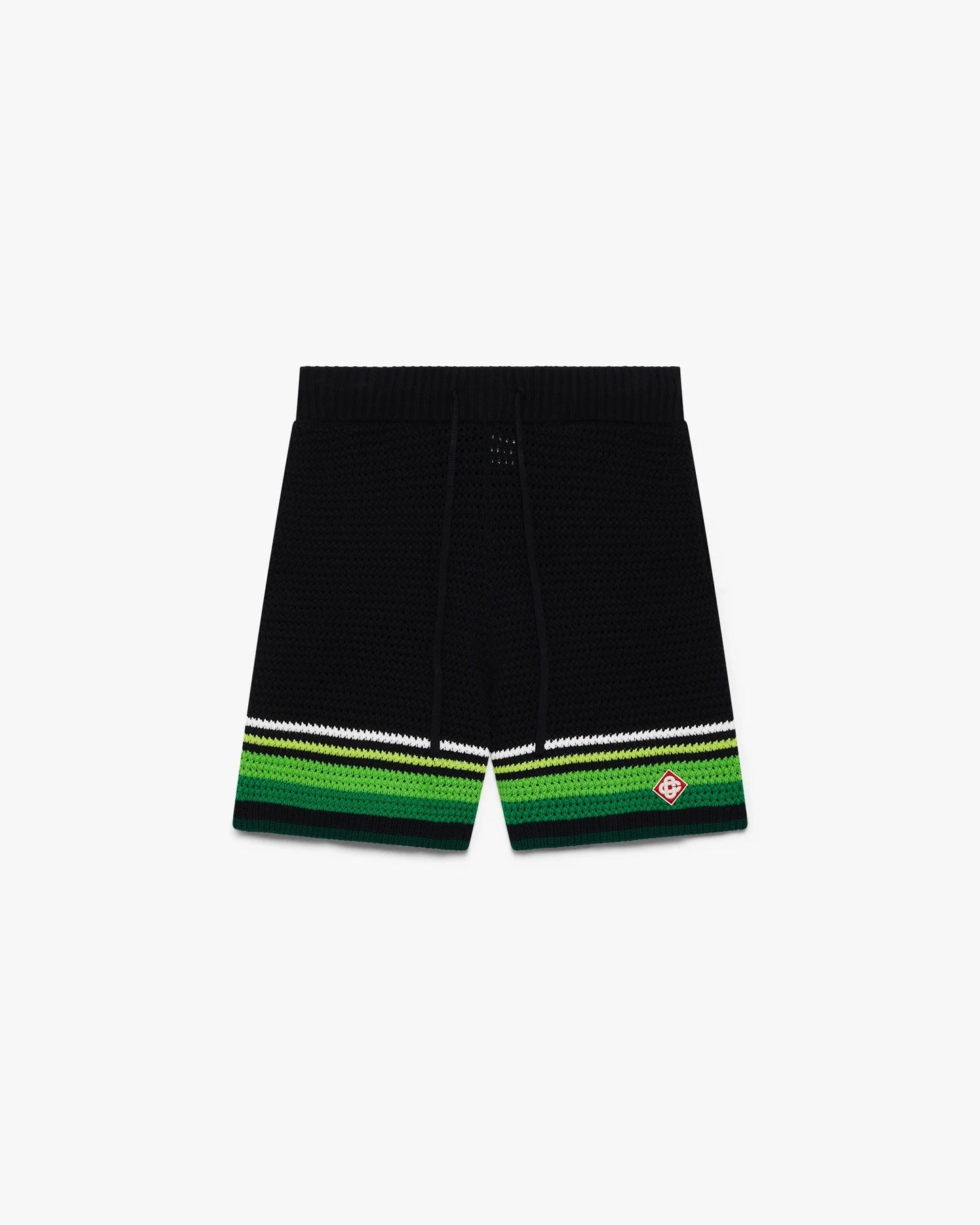 Black & Green Striped Crochet Shorts