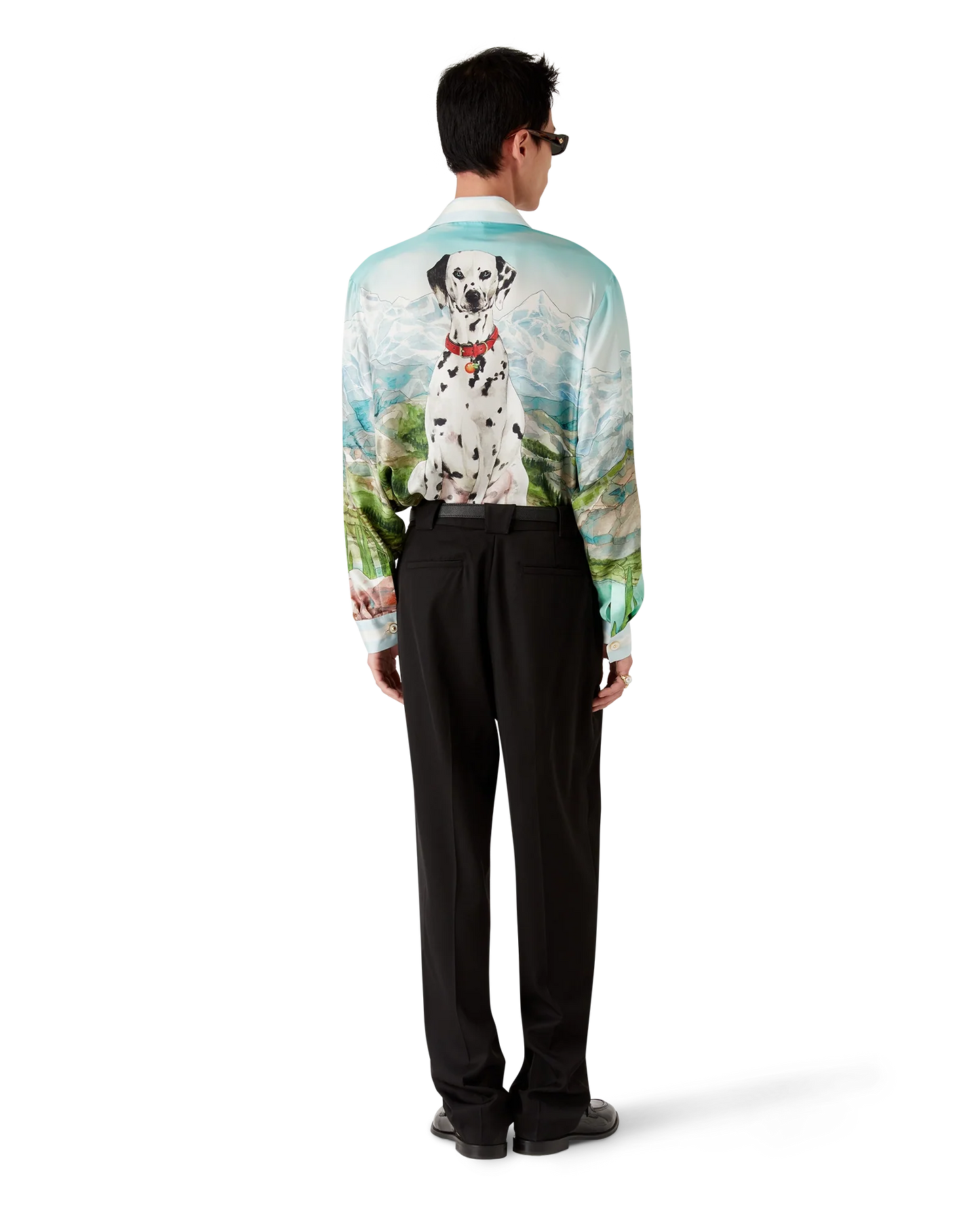 Dalmatian A La Montange Long Sleeve Silk Shirt