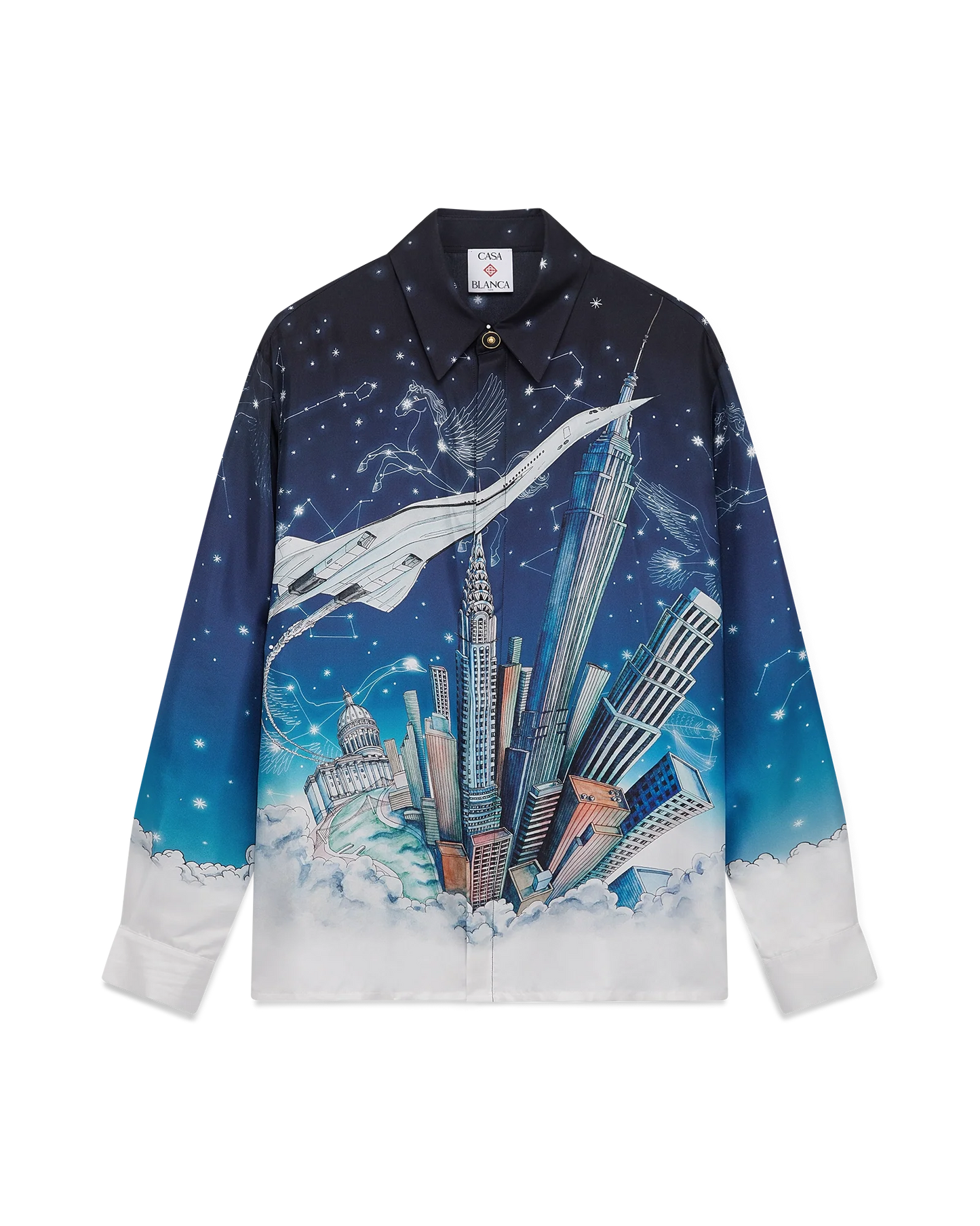 Vol De Nuit Long Sleeve Silk Shirt
