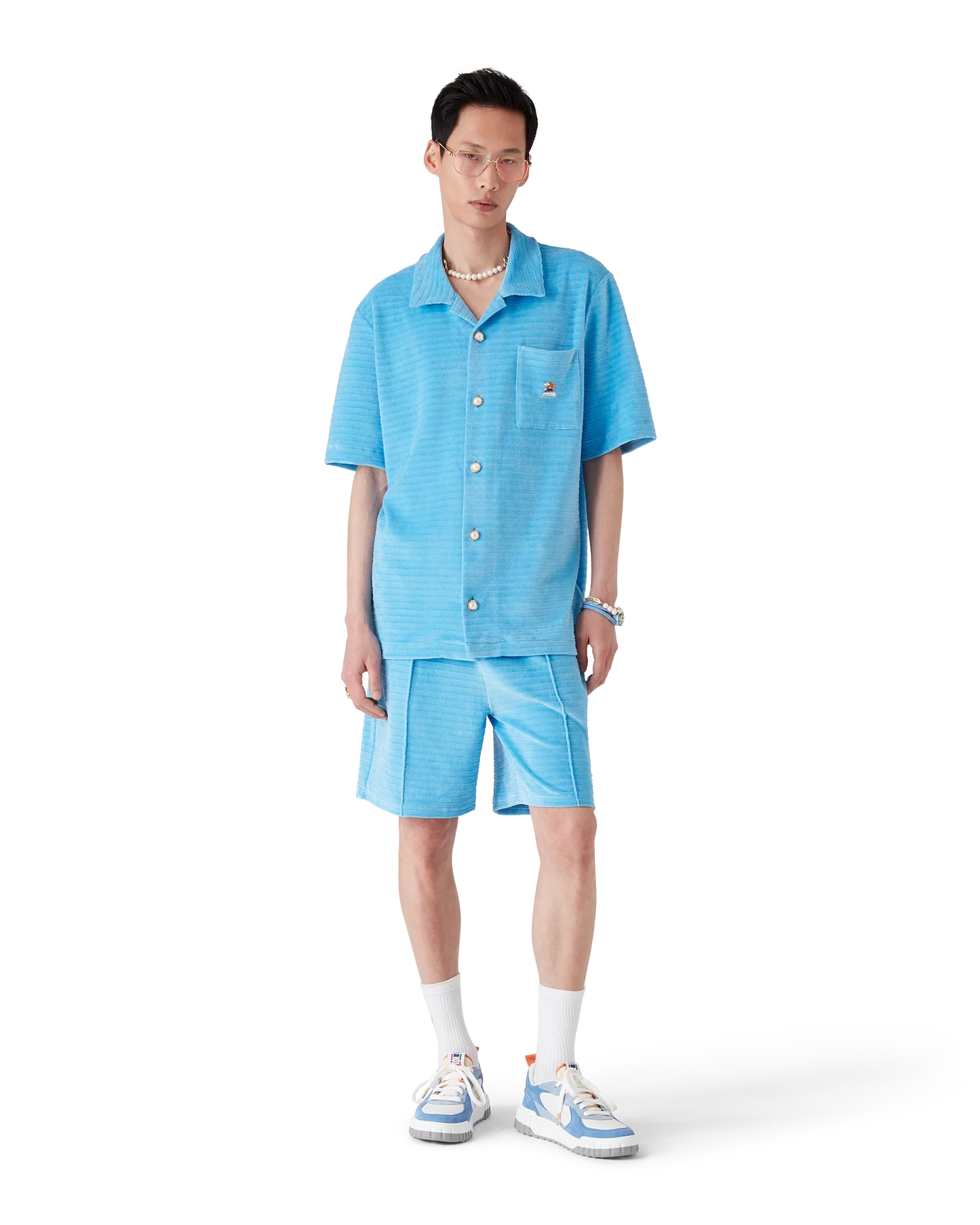 Velour Short Sleeve Stripe Shirt