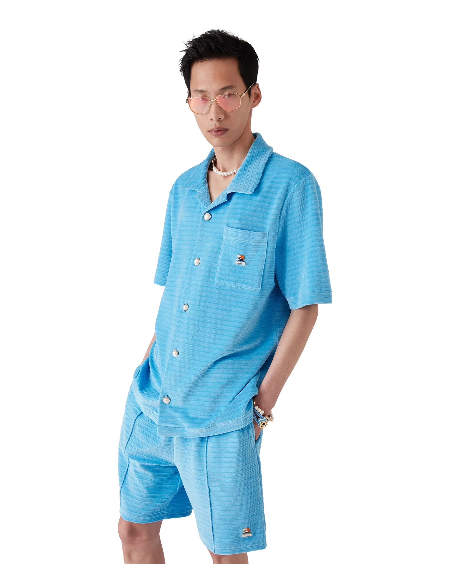 Velour Short Sleeve Stripe Shirt