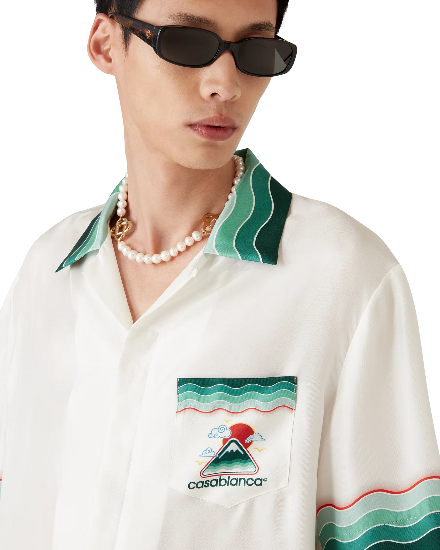 Montagne Ondulée Short Sleeve Silk Shirt