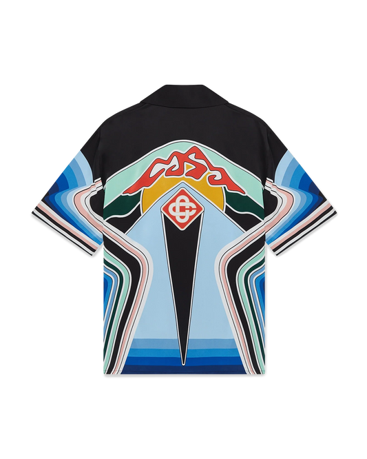 Graphic Mountain Short Sleeve Silk Shirt