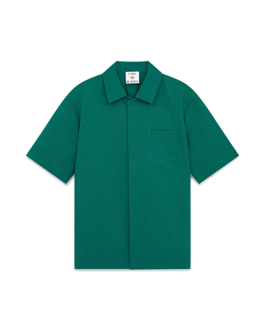 Cotton Monogram Short Sleeve Jacquard Shirt