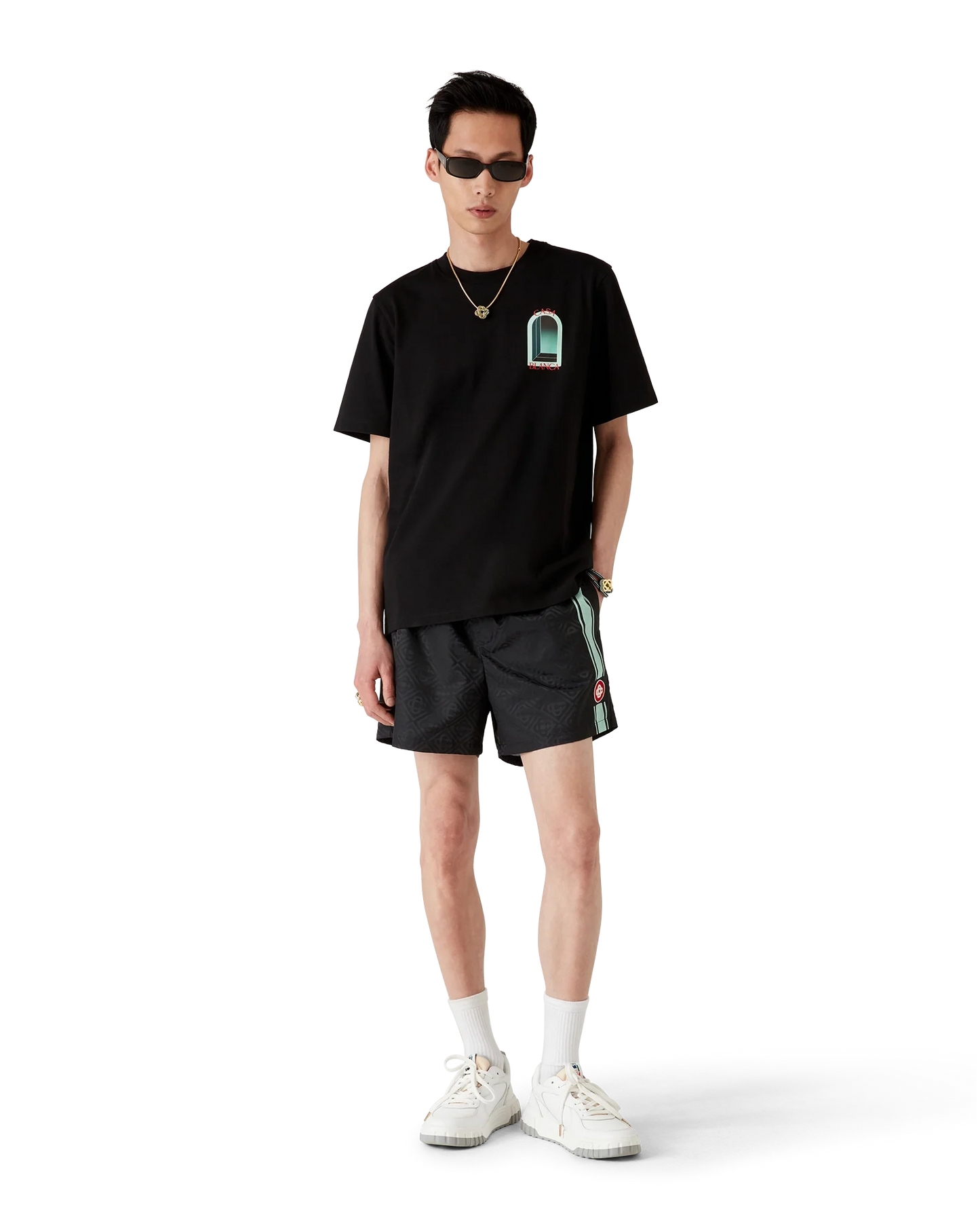 Monogram Jacquard Stripe Swim Shorts