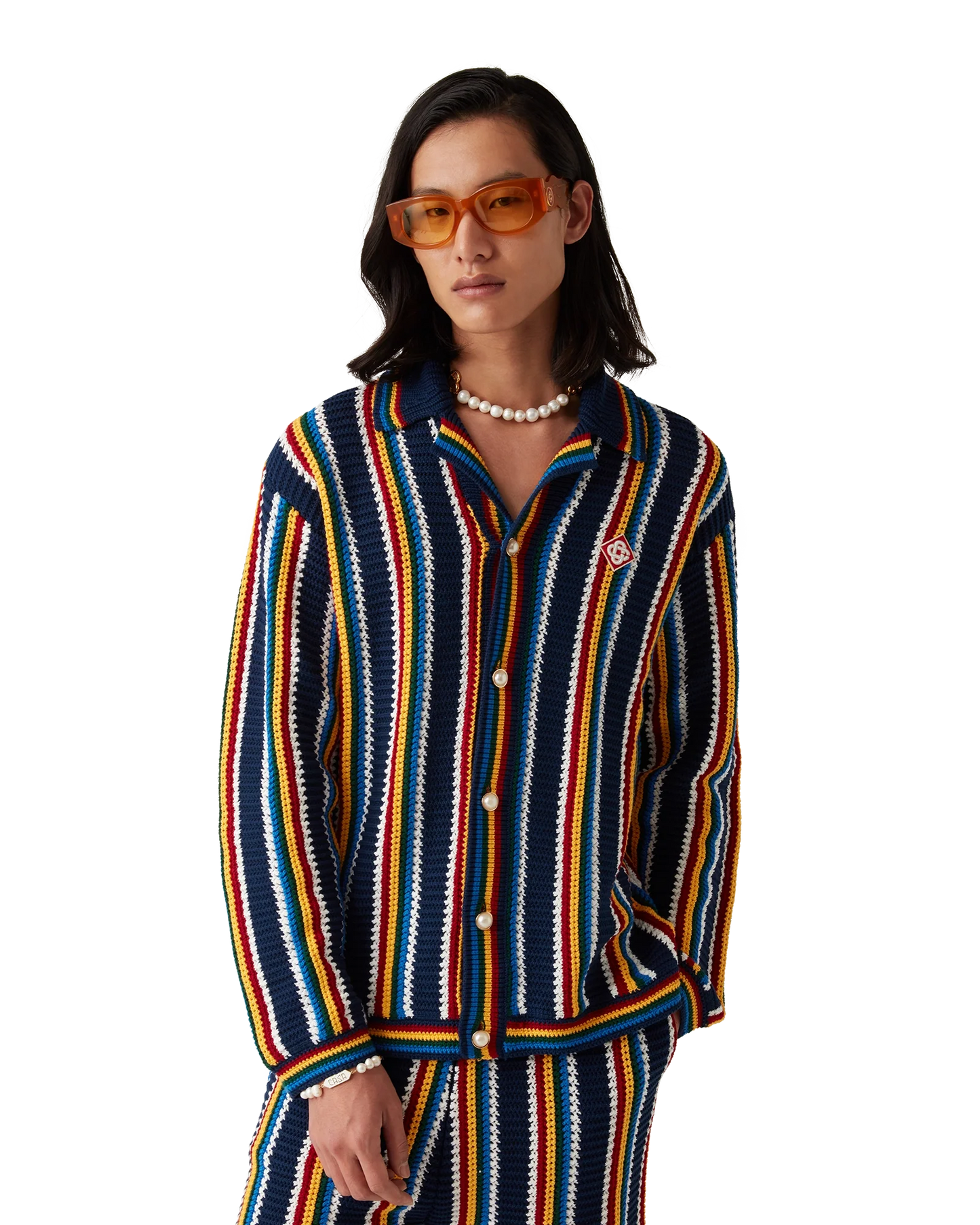 Crochet Long Sleeve Stripe Shirt