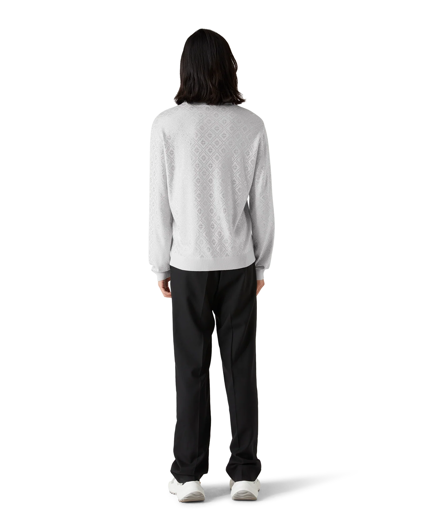 Crystal Monogram Knit Polo Shirt
