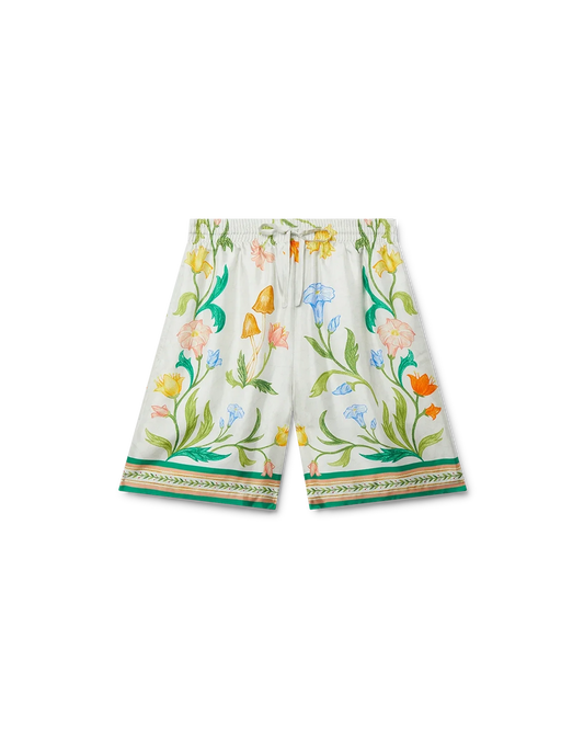 L'Arche Fleurie Silk Shorts