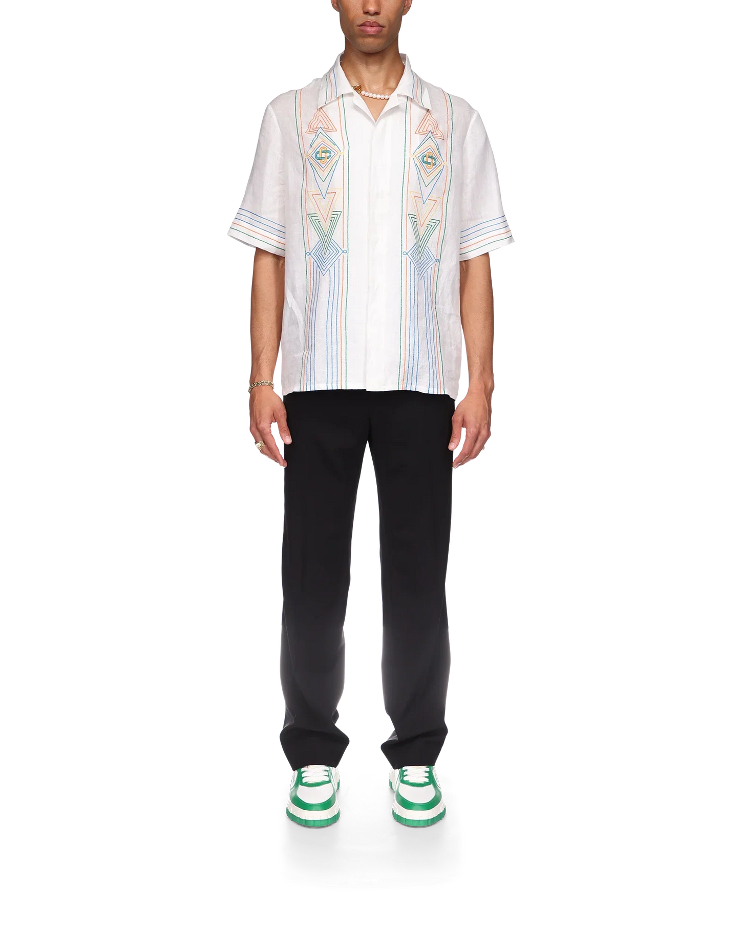Le Fil De La Musique Short Sleeve Linen Shirt