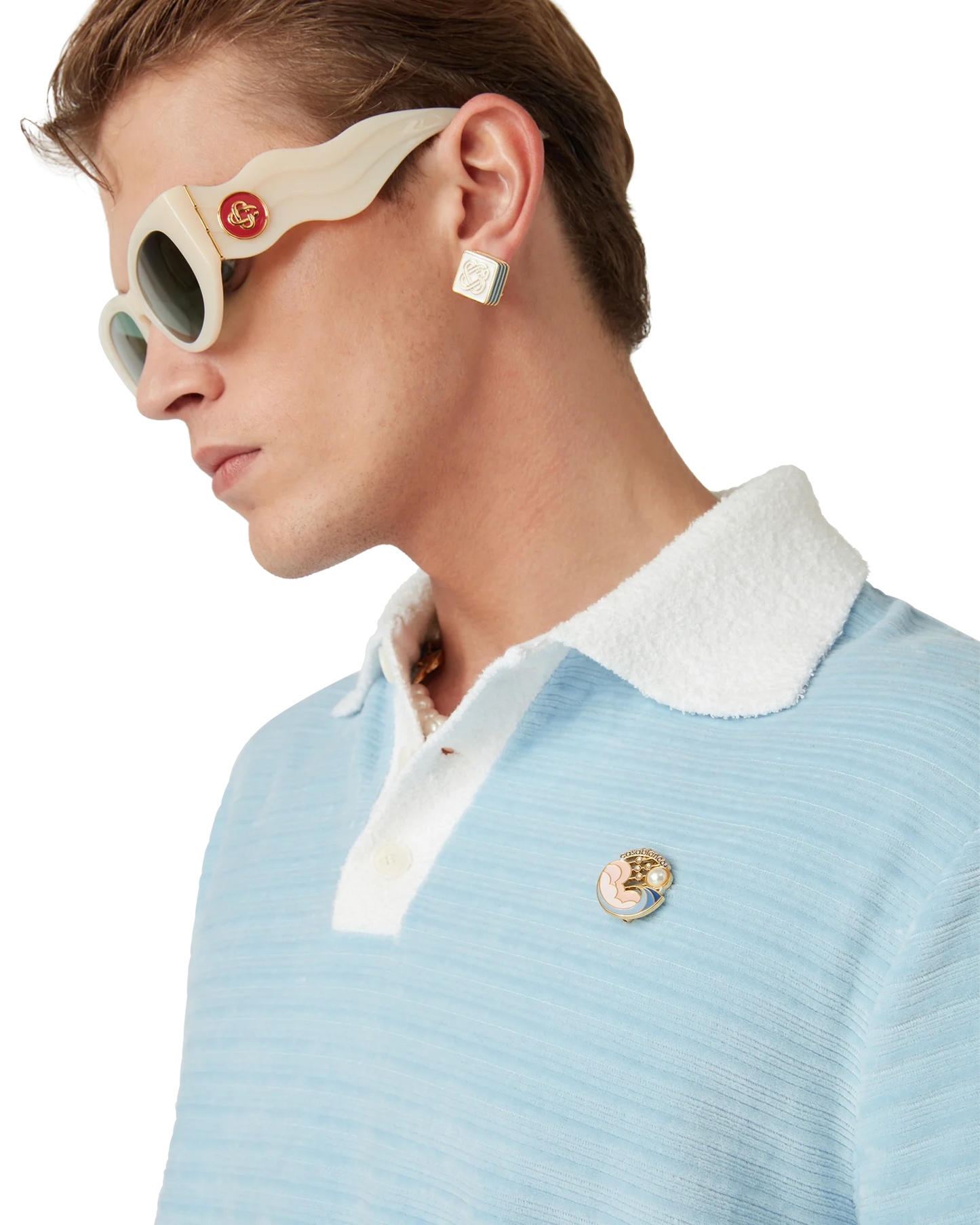 Velour Stripe Polo Shirt