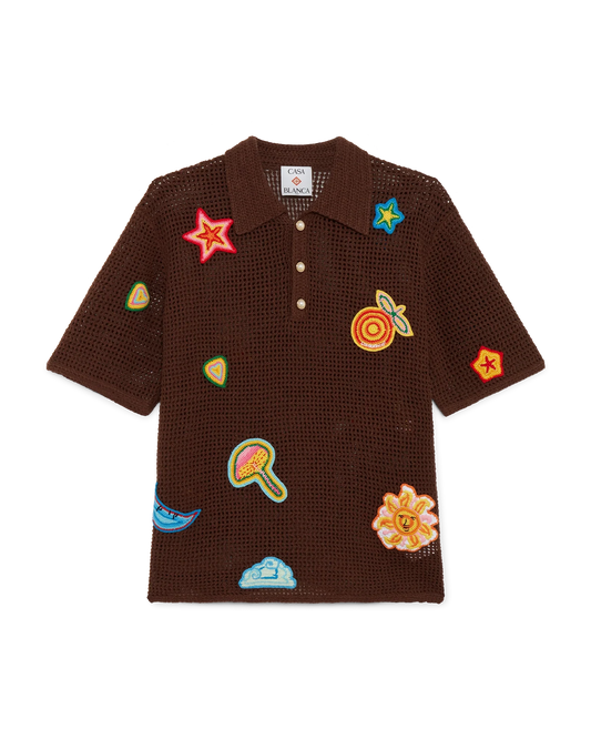 Motif Crochet Polo Shirt