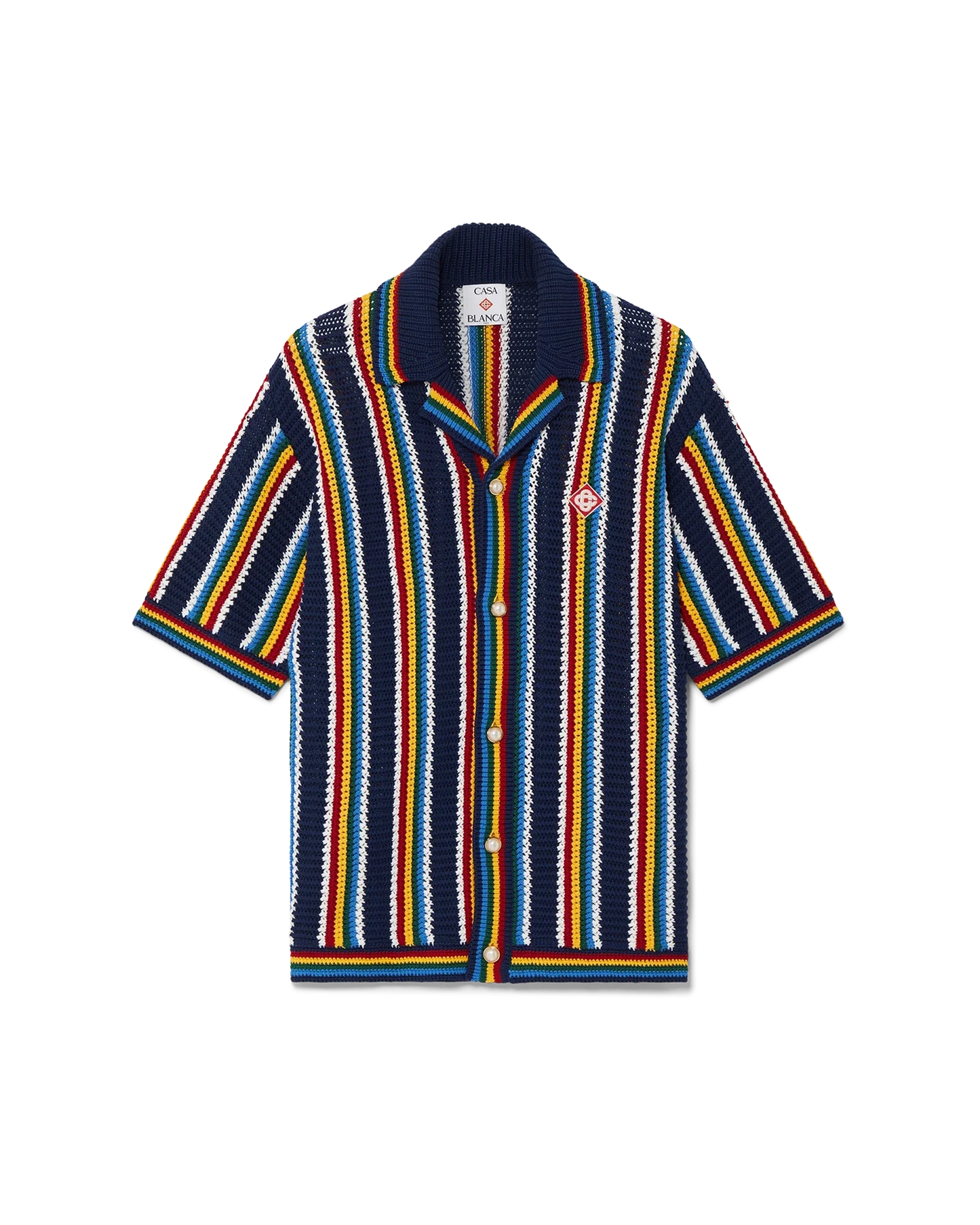 Crochet Short Sleeve Stripe Shirt