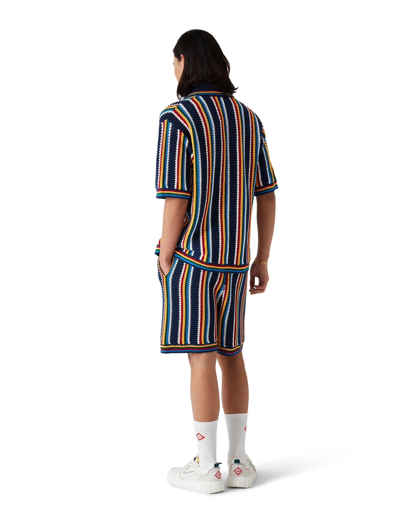 Crochet Short Sleeve Stripe Shirt