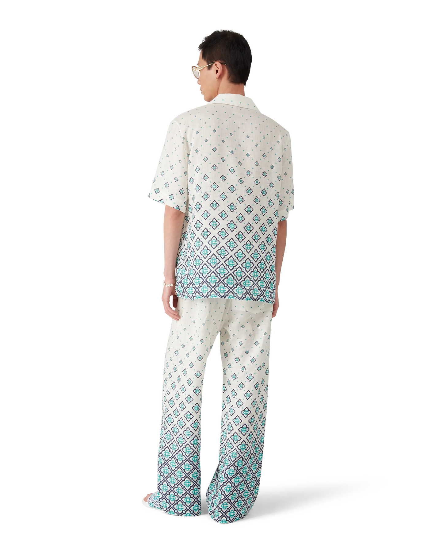 Gradient Monogram Short Sleeve Linen Shirt