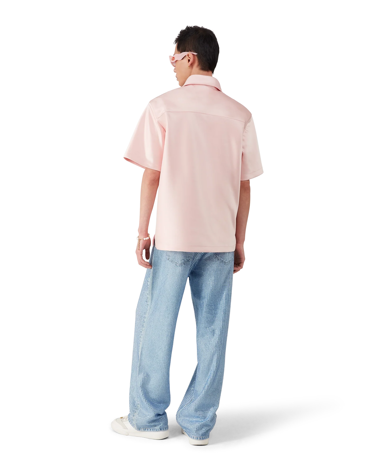 Satin Quarter Short Sleeve Zip Shirt