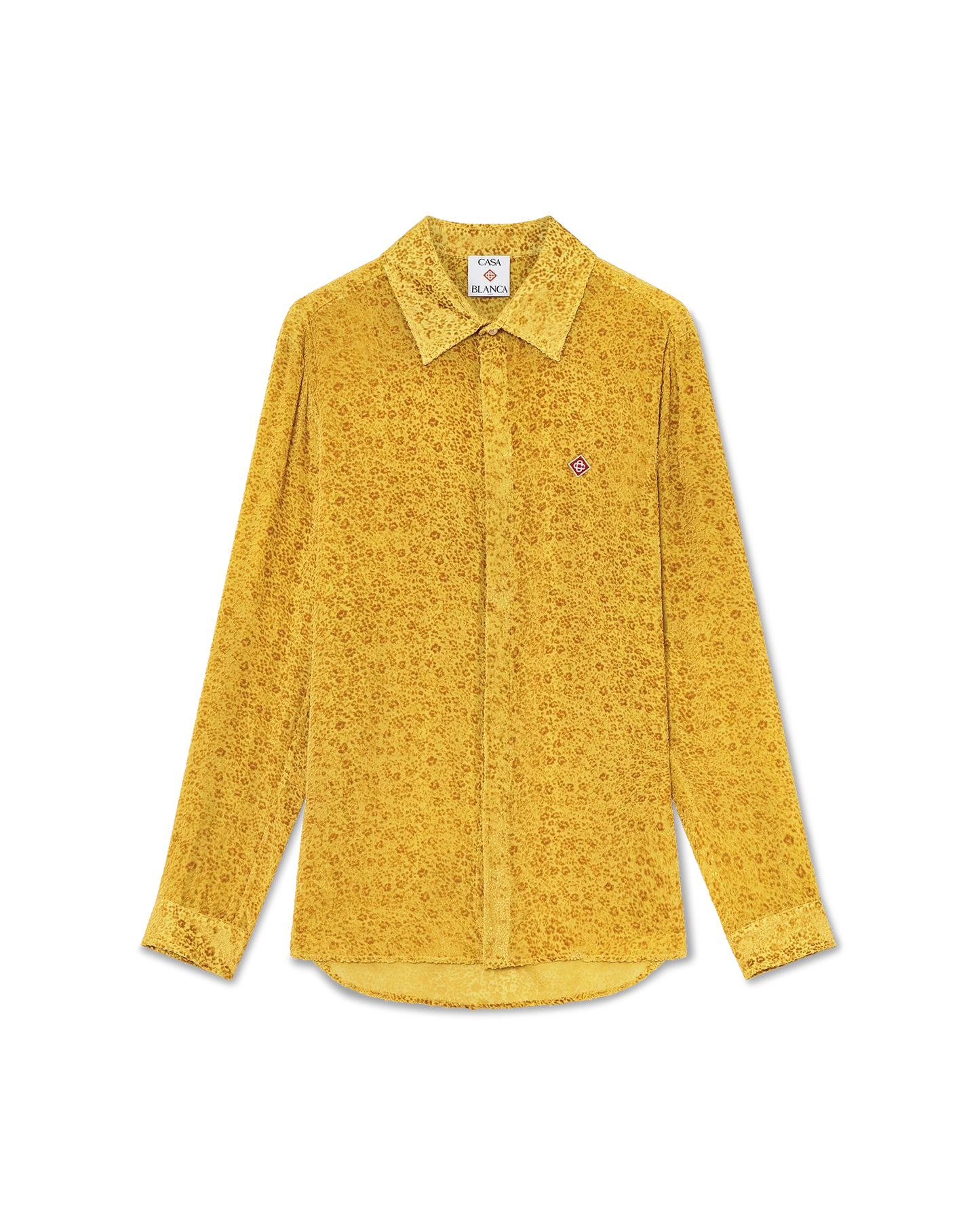 Floral Devoré Long Sleeve Silk Shirt