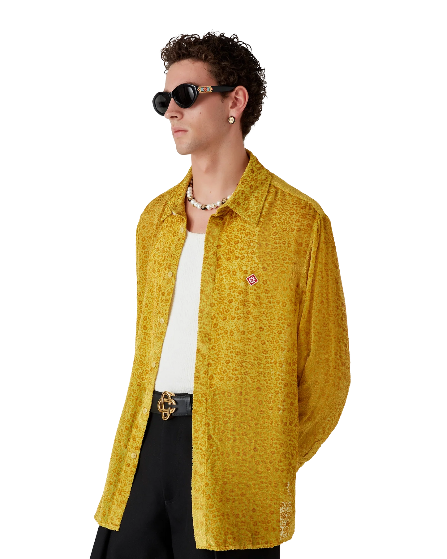 Floral Devoré Long Sleeve Silk Shirt