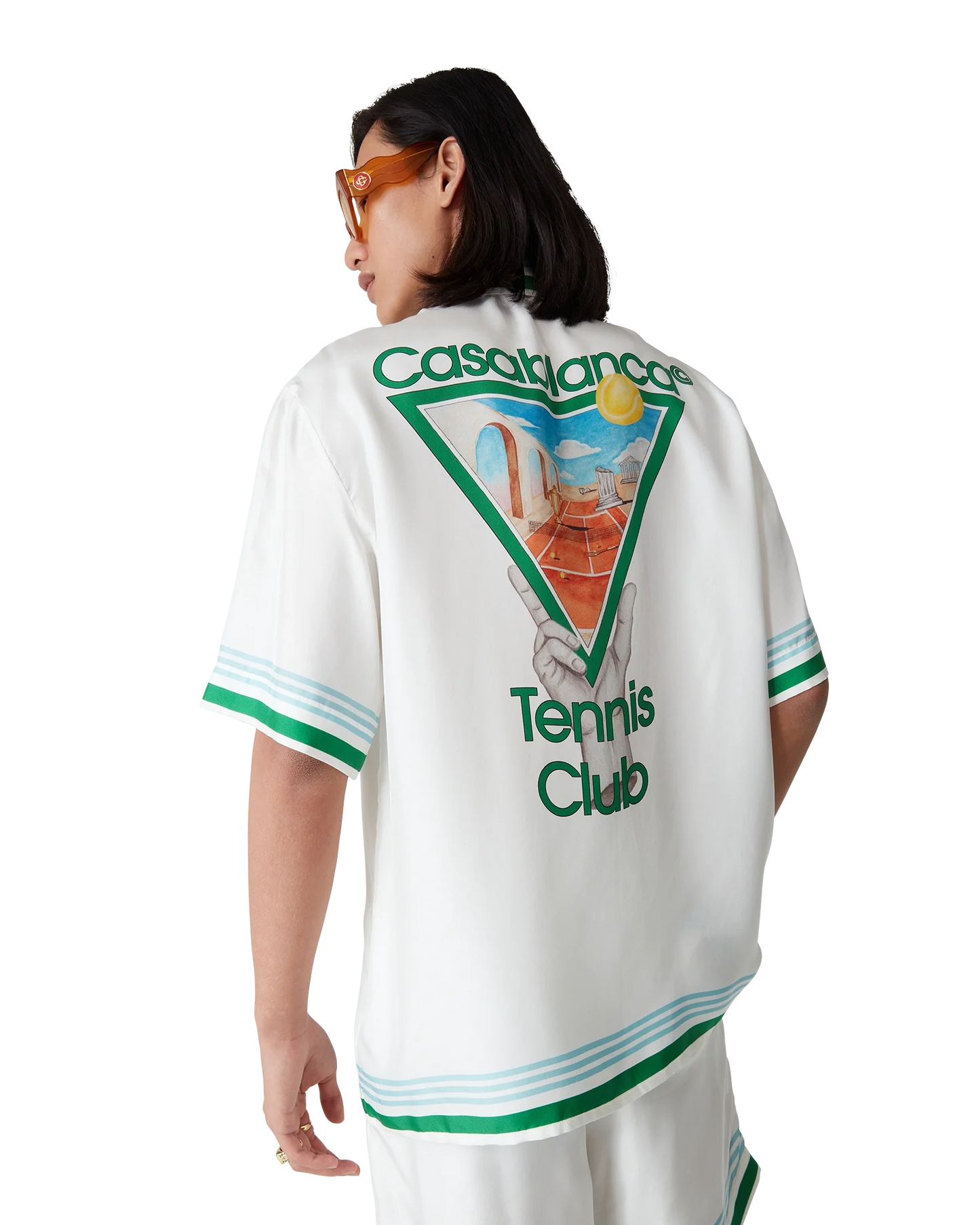 Metaphysical Tennis Icon Short-Sleeve Silk Shirt