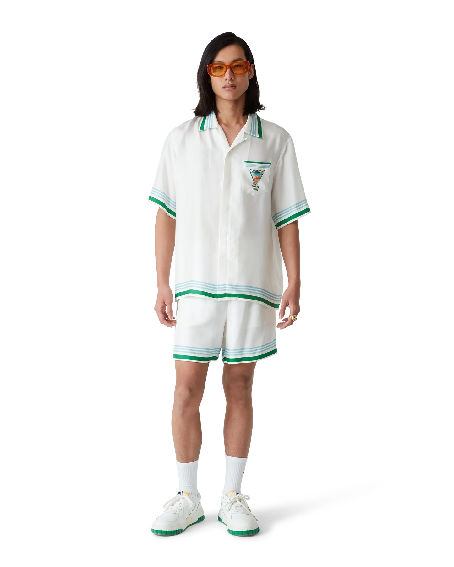Metaphysical Tennis Icon Short-Sleeve Silk Shirt