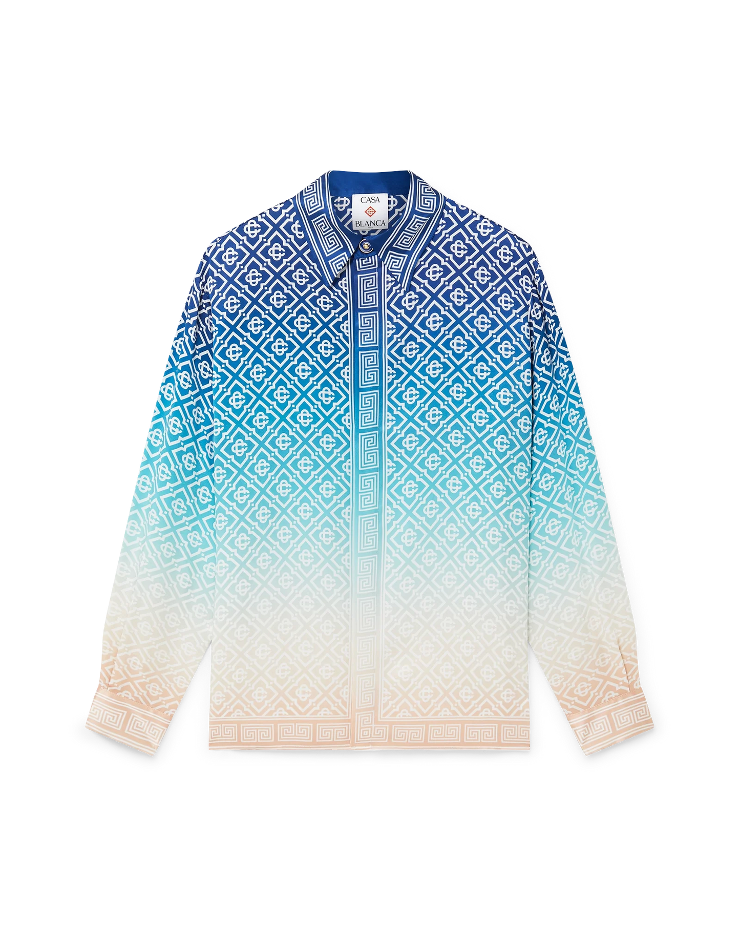 Jacquard Gradient Silk Long Sleeve Shirt