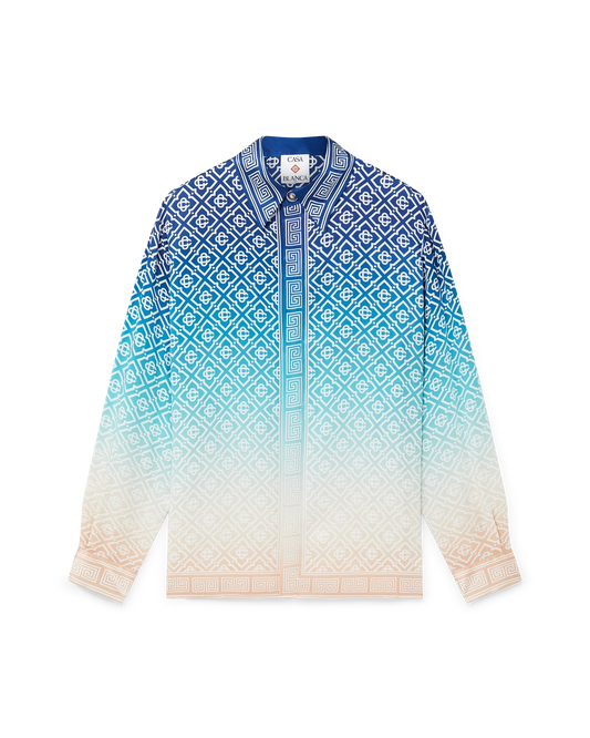 Jacquard Gradient Silk Long Sleeve Shirt