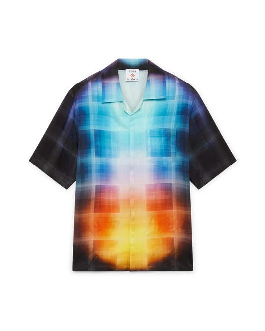 Gradient Check Viscose Blend Short Sleeve Shirt