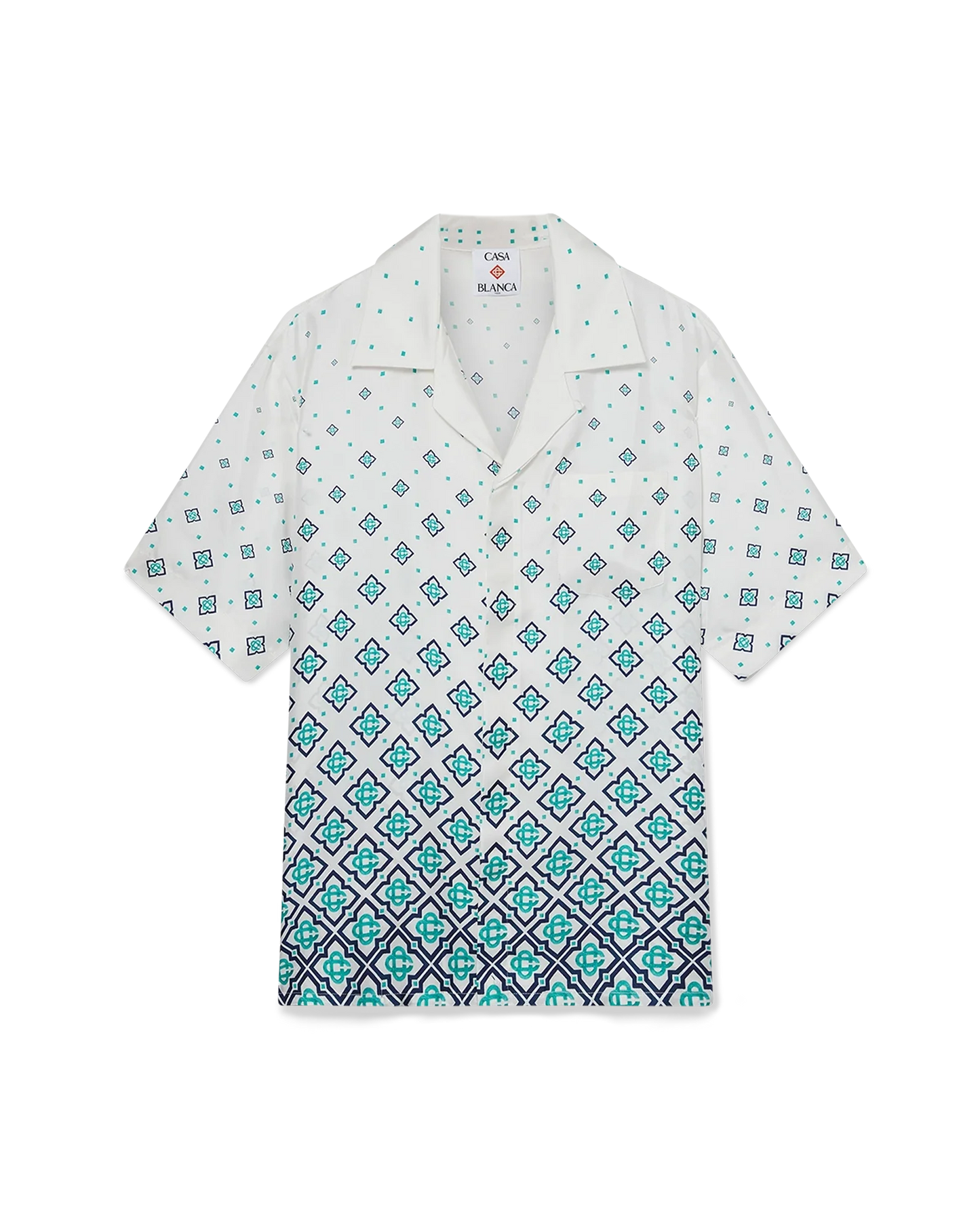Gradient Monogram Short-Sleeve Silk Shirt